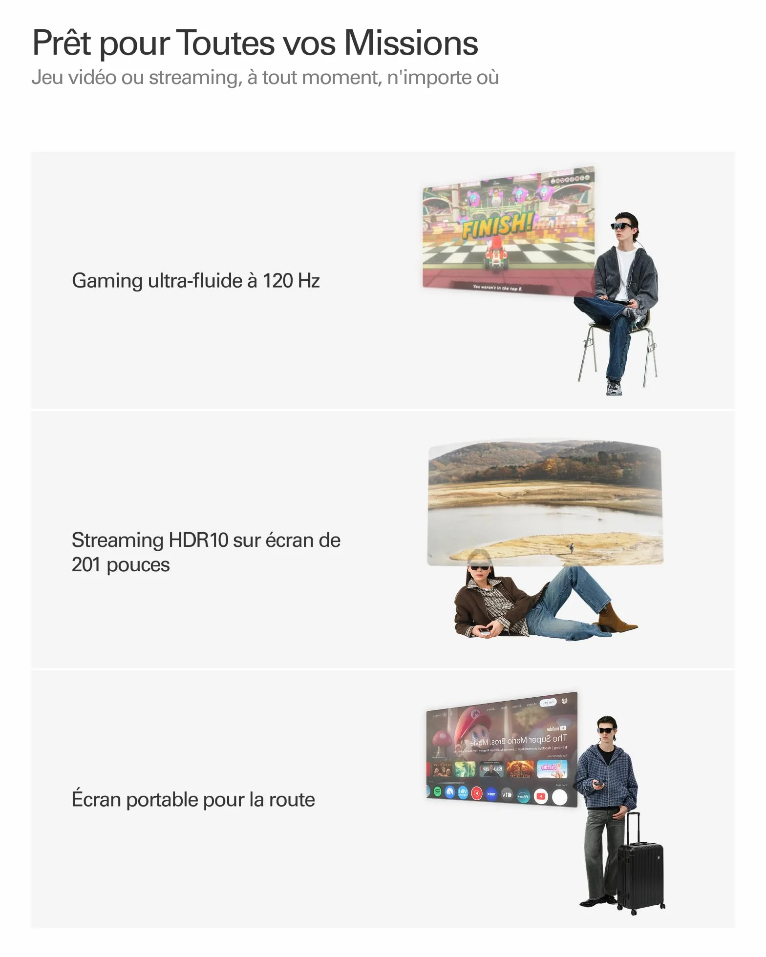 RayNeo Air 4 Pro Lunettes AR/XR, Écran HDR10, Puce Vision 4000, Cinéma Virtuel 201 Pouces, Audio par Bang & Olufsen, Lunettes 3D Films & Jeux pour iPhone 17,16,15/Android/Switch 2/Mac/Steam Deck/PS4/5