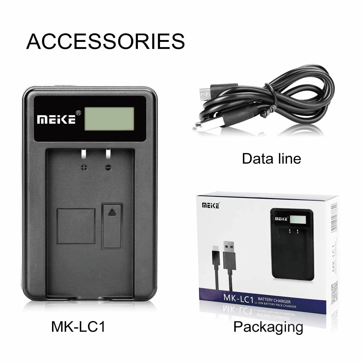 Meike MK-LC1 Chargeur de batterie Li-ion avec écran LCD pour batterie MK 420 Speedlite Series (MK-LP1)