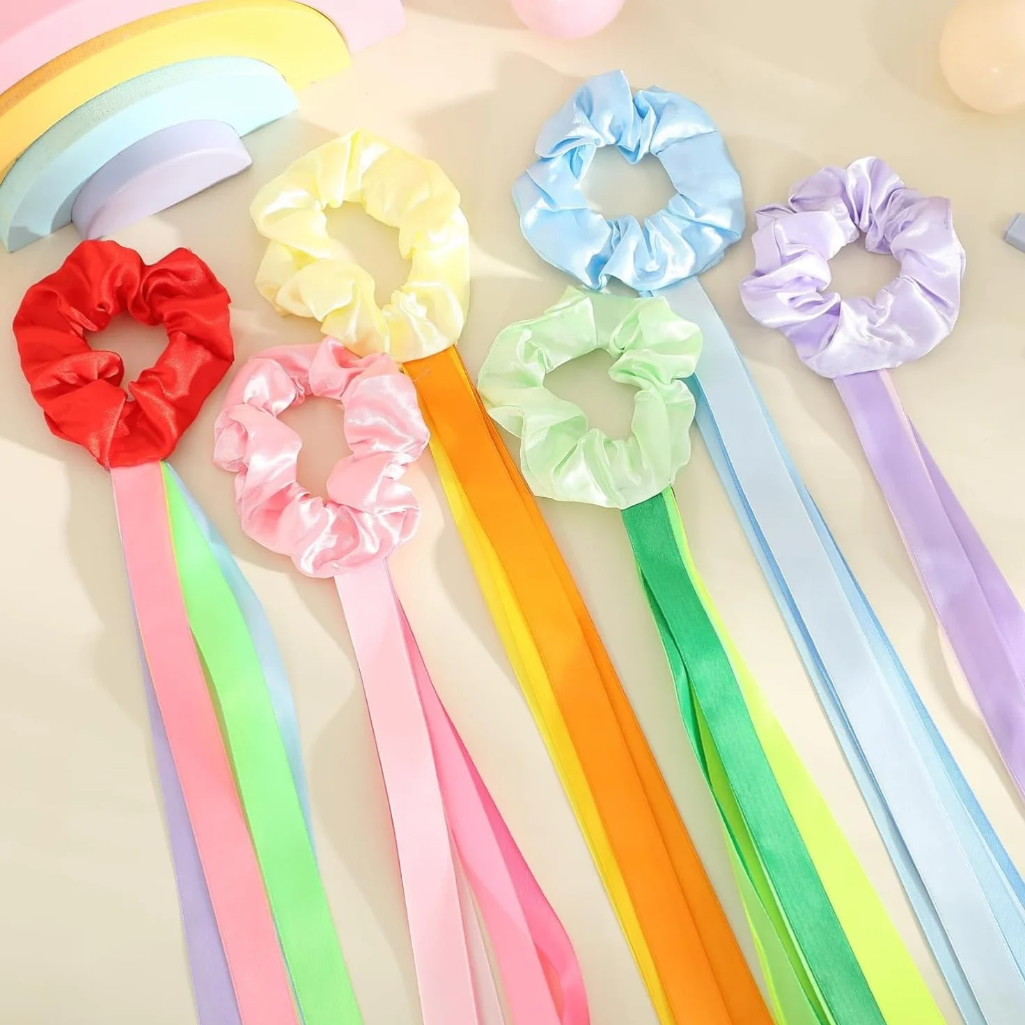 Lot de 12 bandes de danse arc-en-ciel - Bandes rythmiques pour poignet - Décoration de gymnastique pour enfants et adultes