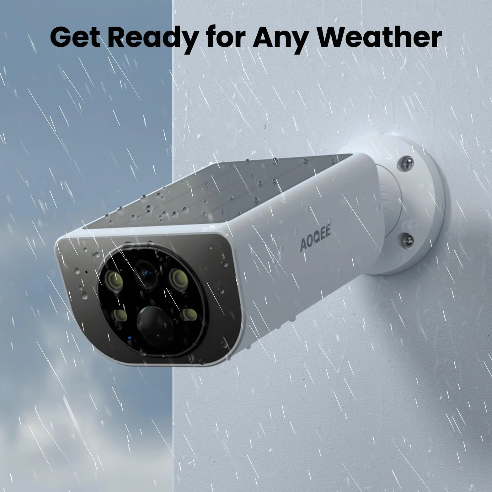 AOQEE Camera Surveillance WiFi Exterieure sans Fil 2K, Batterie Panneau Solaire intégré, IP65, Détection Humaine AI, Vision Nocturne Couleur
