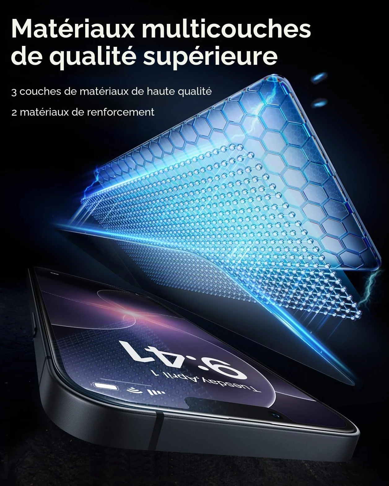 ESR 3 Pièces Verre Trempé pour iPhone 17e/iPhone 16e/iPhone 14/iPhone 13/iPhone 13 Pro, Cadre D'installation Facile, Ultra Résistant, Film Protection écran, Anti-rayures, Protection Militaire