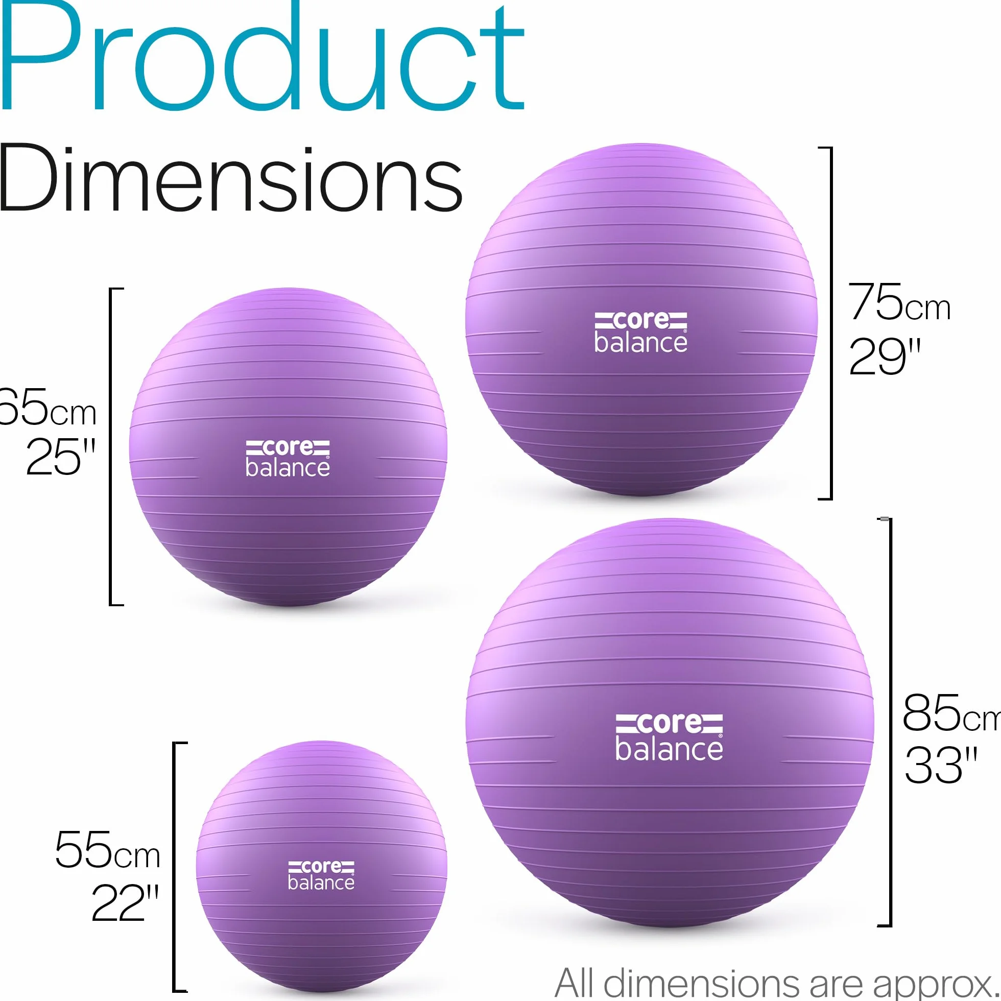 Ballon de Grossesse Anti-éclatement Core Balance avec Pompe - Ballon Pilates Violet