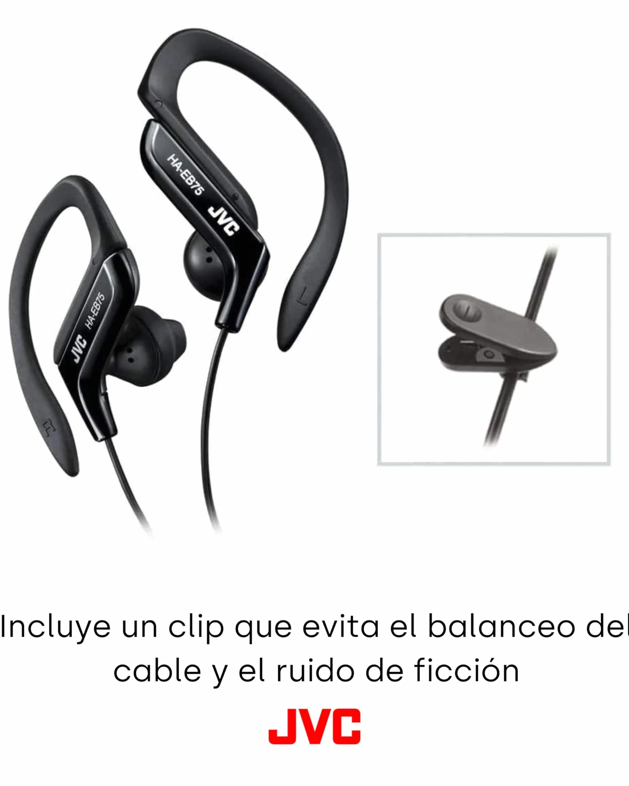 JVC Ecouteurs Clip Oreille Sport réglable HA-EB75-BN-U Noir