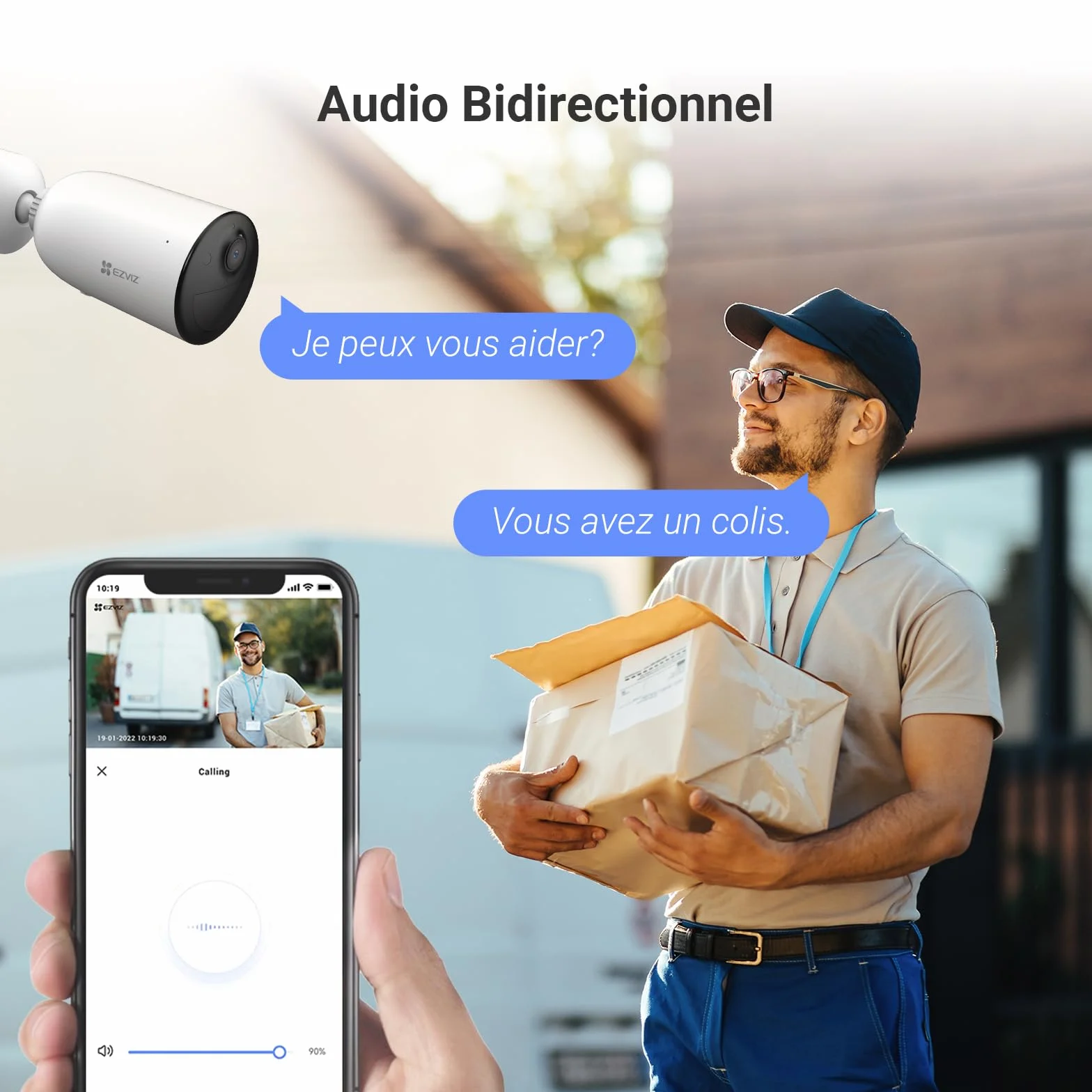 EZVIZ 2K Caméra Surveillance WiFi Extérieure sans Fil avec Panneau Solaire, AOV, Détection de Forme Humain/Véhicule, Vision Nocturne Couleur, Audio Bidirectionnel, Défense Active, IP66, CB3 Kit