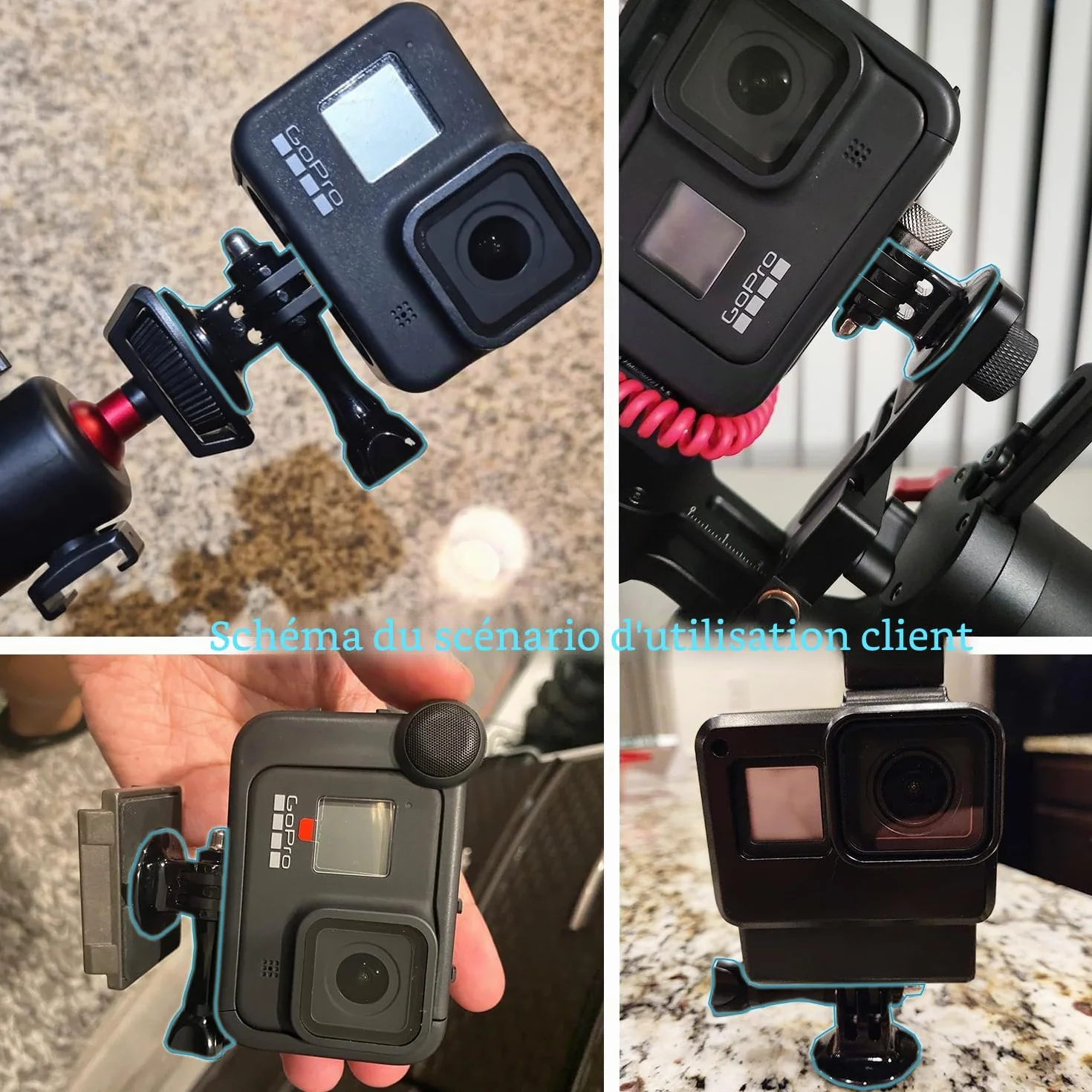 Adaptateur de trépied Suptig pour Gopro Hero 5 Hero 5 Session Hero 4 Hero 3+ Hero 3 Hero 2 Hero 1 et caméras de Sjcam et Xiaoyi