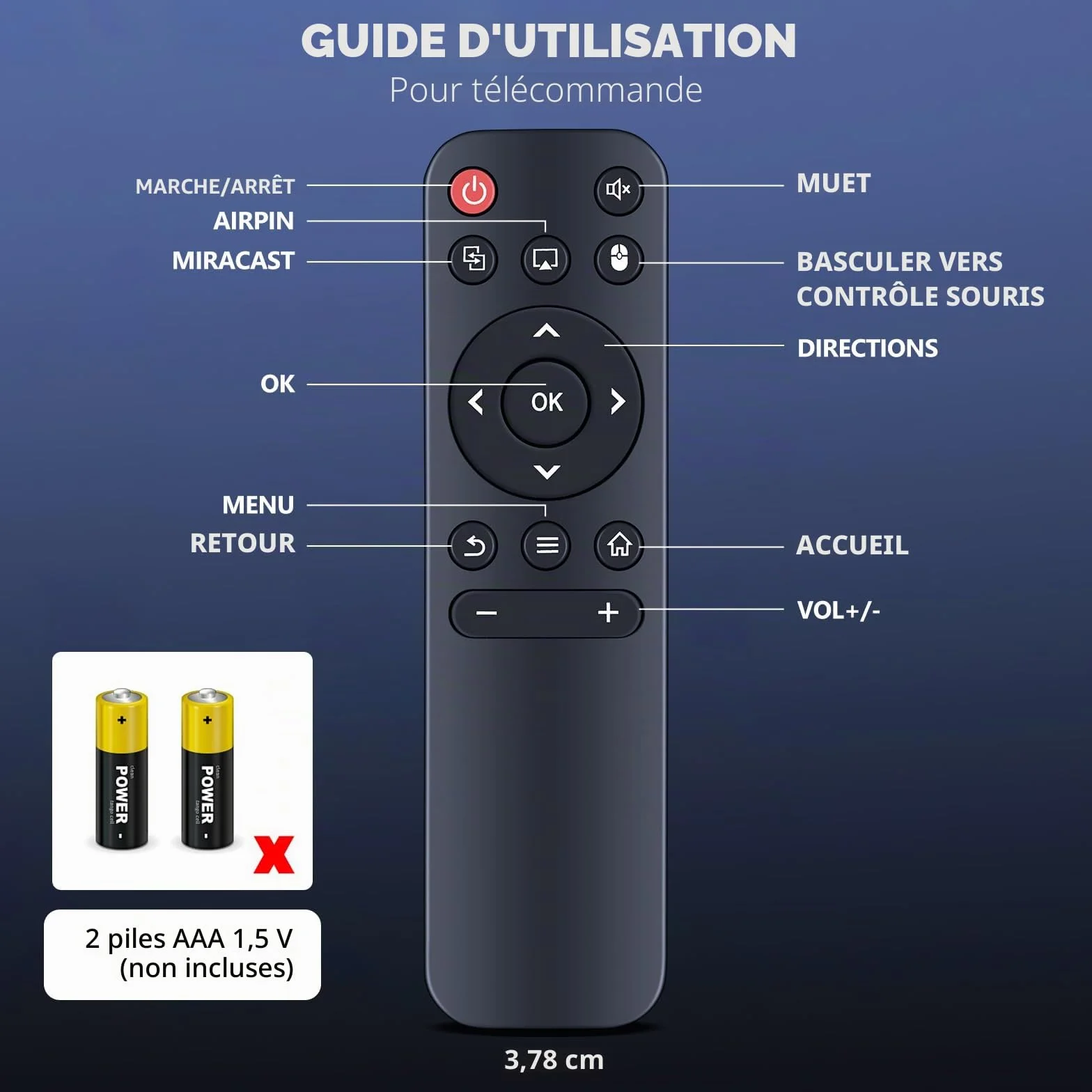 Télécommande de Remplacement pour Projecteur HY300, HY300 Pro, Compatible Gaimoo GM200, Xgody HY300Pro