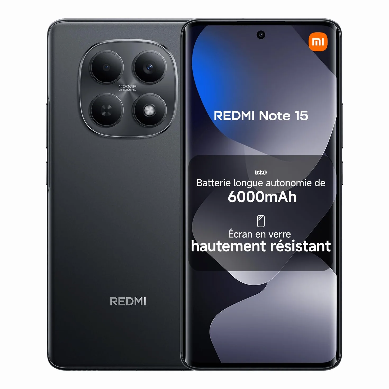Xiaomi REDMI Note 15 Smartphone 8+256Go 6000mAh IP64 108 Mpx Écran FHD+ 6,77" Noir
