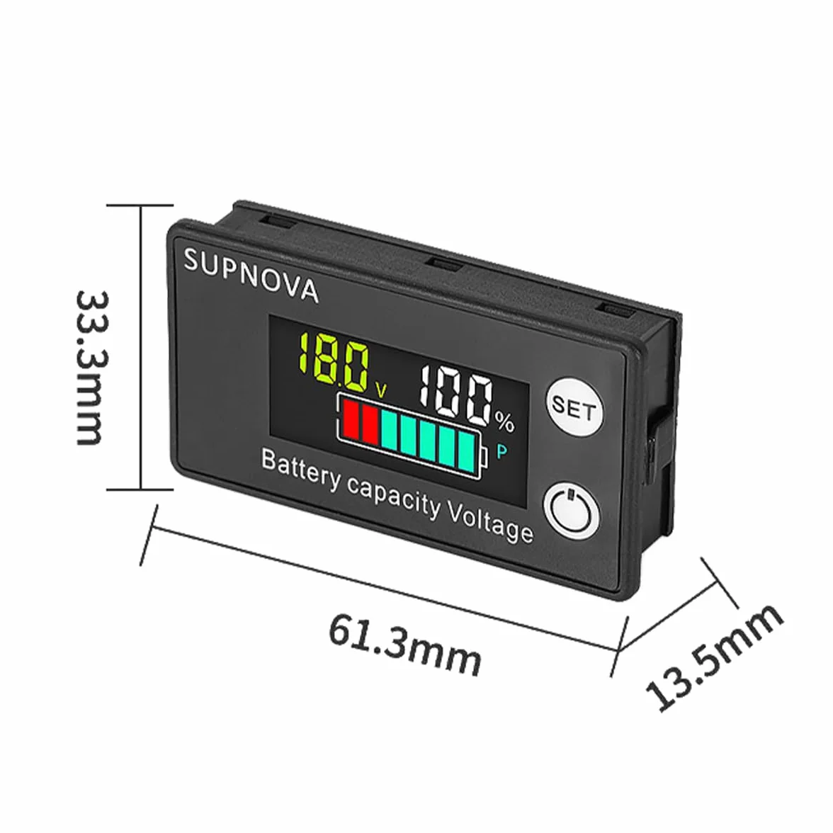 POFET Moniteur de batterie12V 24V 36V 48V 60V 72V 84V 8-100V LCD Capacité de Batterie numérique Testeur de pourcentage de capacité restante avec Alarme sonore et température