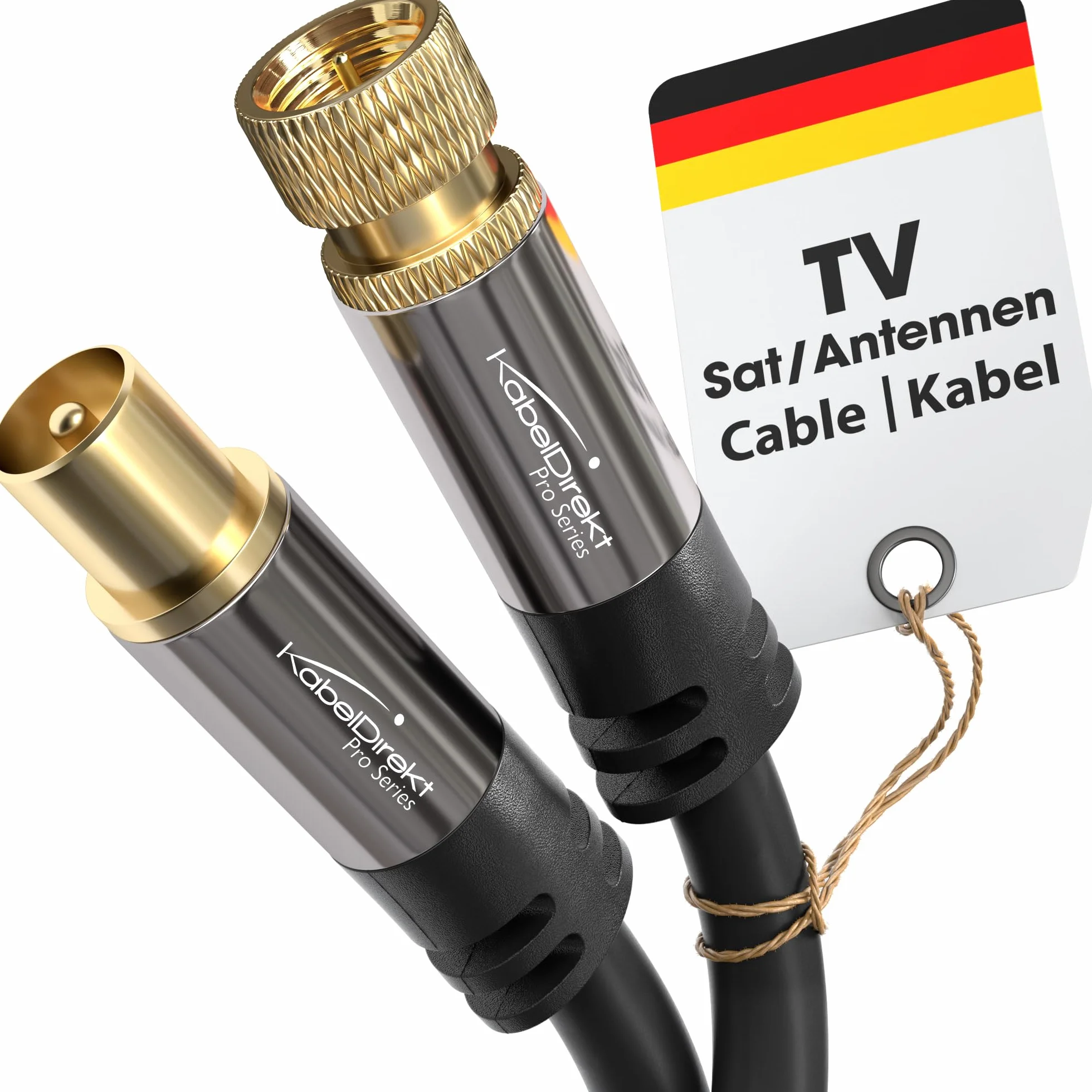 KabelDirekt – 7,5m Câble HDTV SAT/TV (75 ohms, connecteur F > connecteur coaxial, câble coaxial, TV, HDTV, radio, DVB-T2, DVB-C, DVB-S)