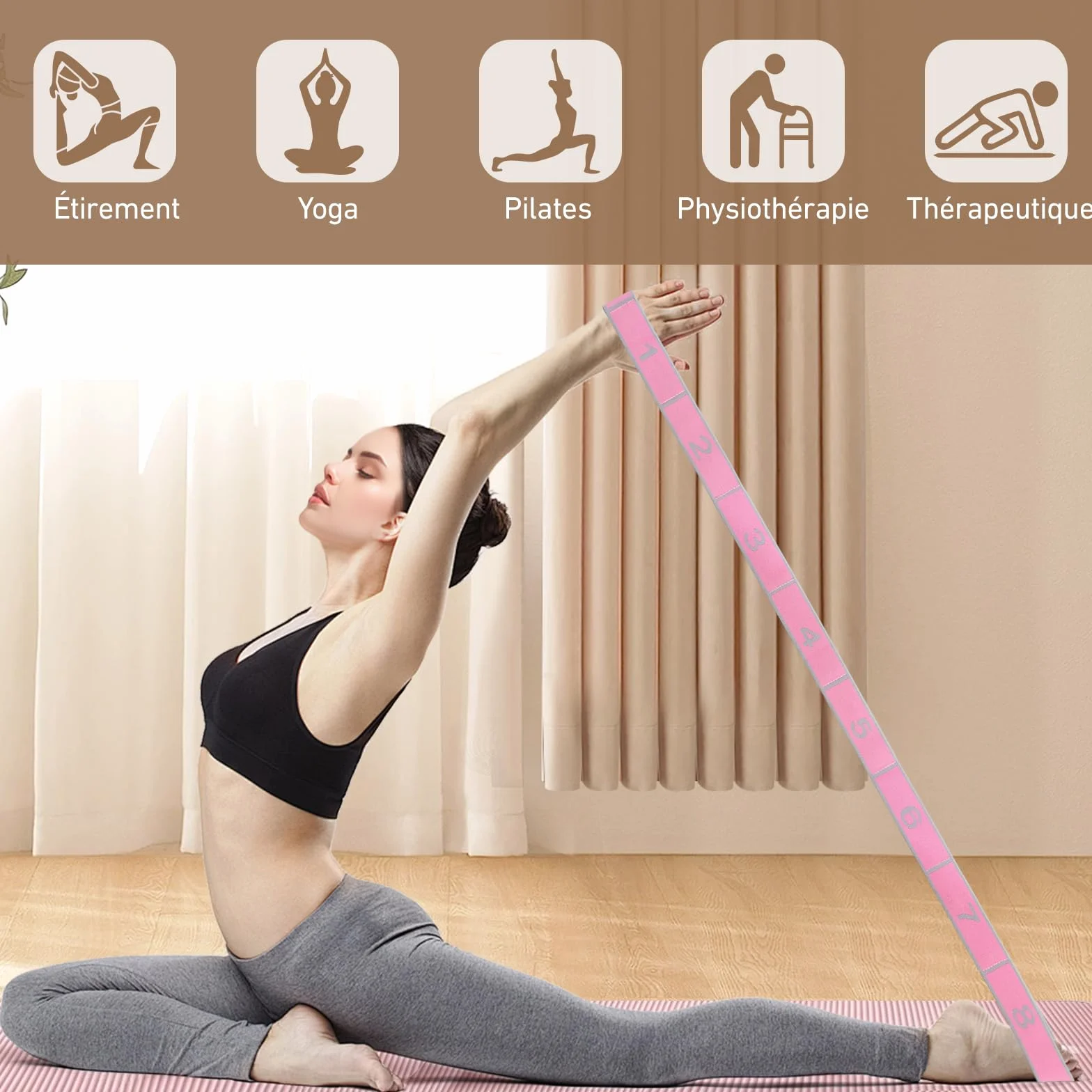 XIANGLONGY Bande Élastique Musculation 8 Niveaux de Forces pour Fitness Yoga Pilates
