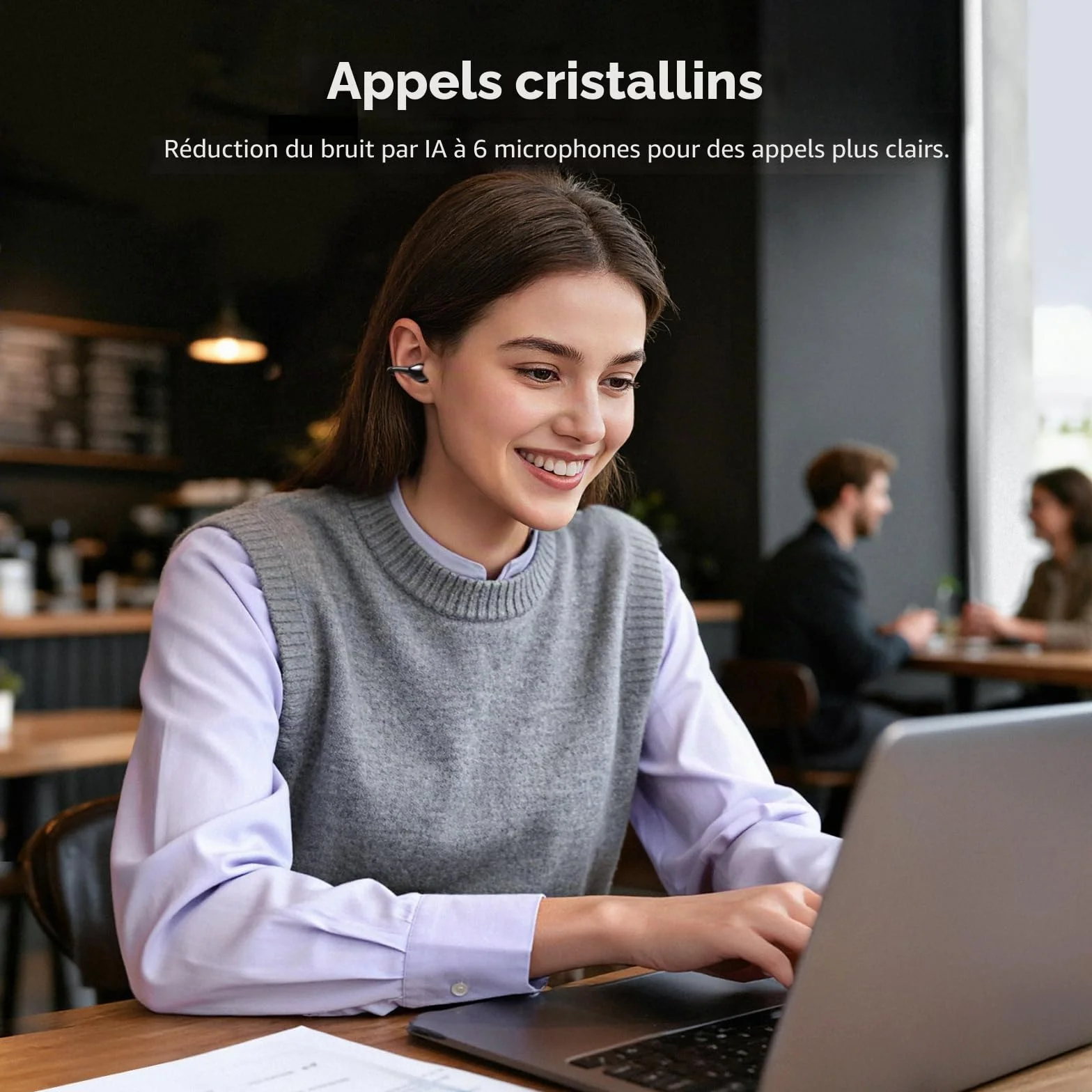 UGREEN Écouteurs Bluetooth sans Fil Sport ClipBuds Pro Hi Res ANC Hybride Adaptative Oreillette Ouverte BT 6.0 ENC Antibruit Audio Spatial Multipoint Connexion 32H Autonomie USB C Charge IPX5 Noir