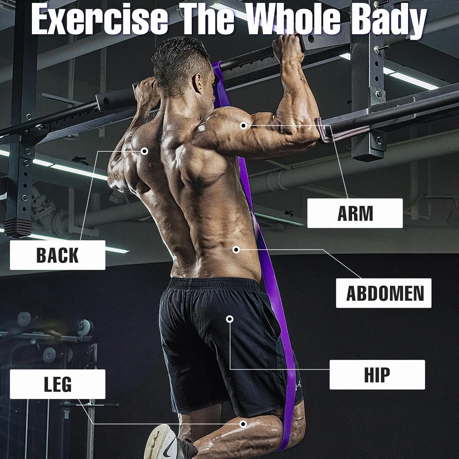 Lot de 4 bandes de fitness avec 4 niveaux de résistance pour sport, gymnastique, entraînement