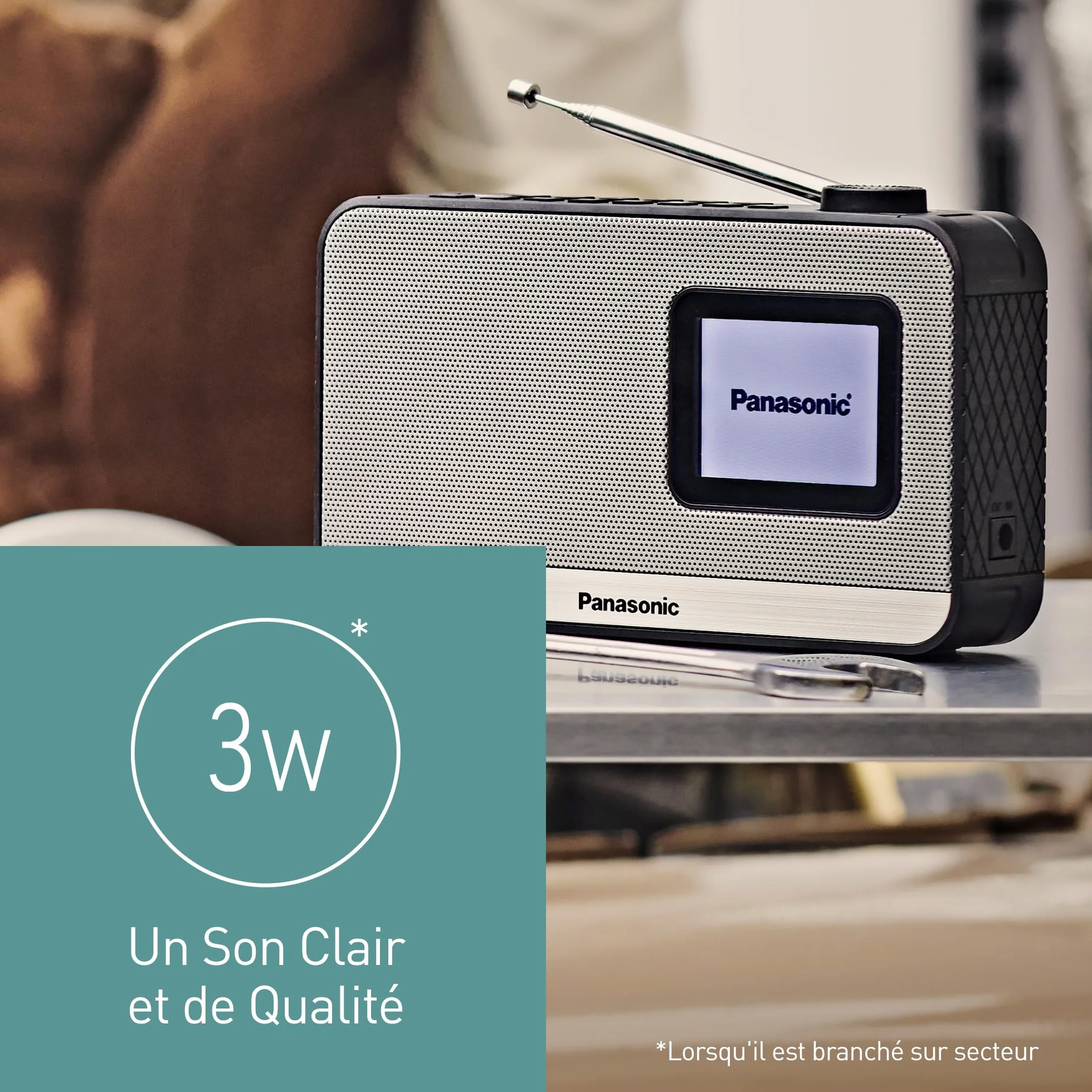Panasonic RF-D15EG-K, Radio Numérique Portable Dab+/FM, Bluetooth, Écran LCD TFT 2,4", Haut-Parleur 3W 5cm, 4 Boutons de Présélection, Alimentation Piles et Secteur, Veille, Alarme, Horloge, Noir.