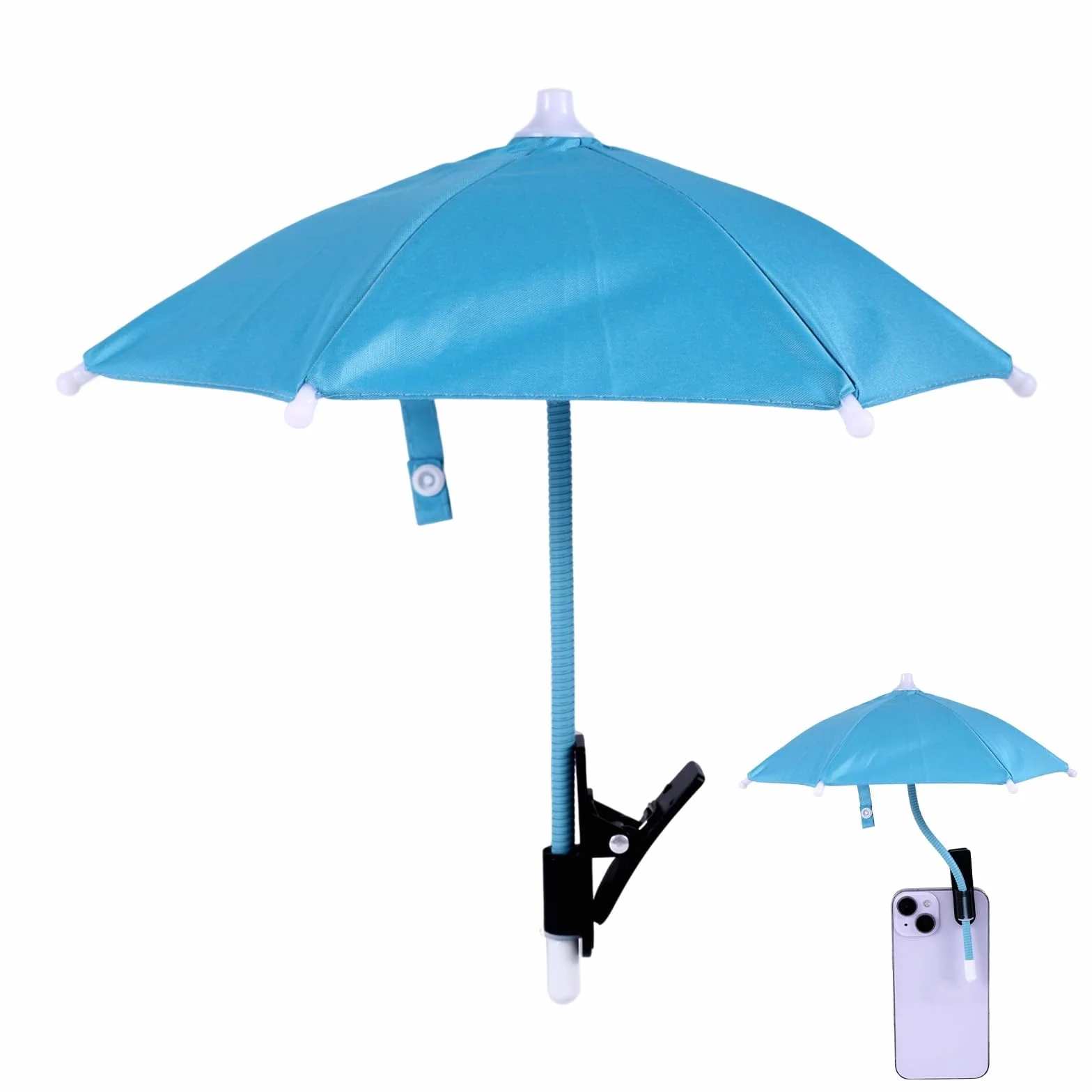 BOXOB Pince Parapluie de Téléphone, Pare-Soleil pour Téléphone Portable Réglable Mini-Couverture Pare-Soleil pour Protéger L'Écran de Votre Mobile Portable du Soleil Pluie (Bleu)
