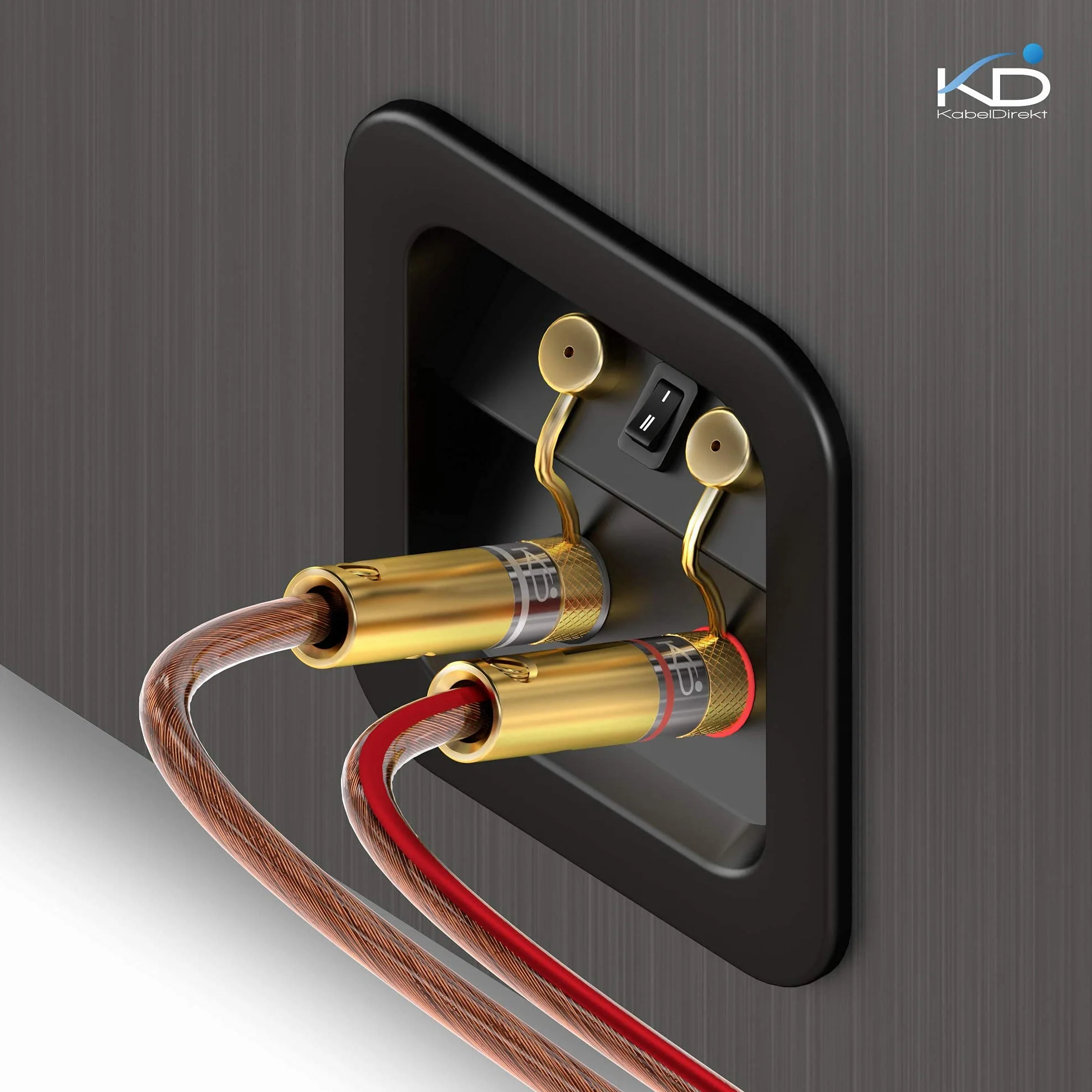 KabelDirekt Fiches Bananes 5 Paires Connecteurs Câbles Enceintes 6 mm² Vissables Dorés HiFi