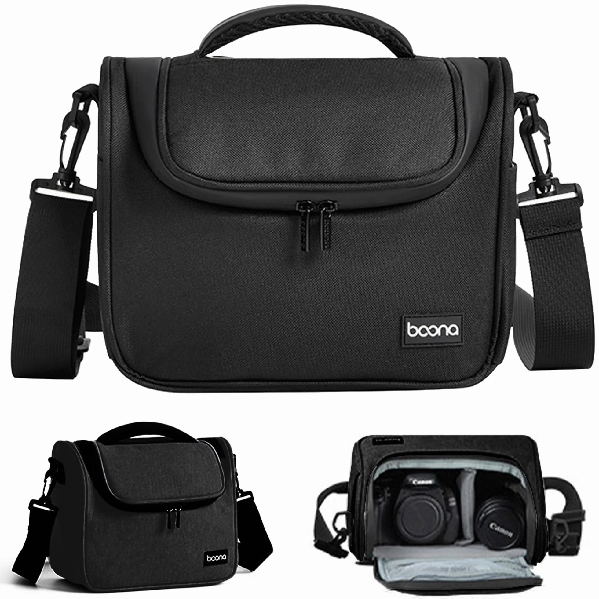 Sac Photo Professionnel Imperméable pour Appareil Photo Reflex/Numérique - Sac à Dos & Bandoulière Compatible Sony Alpha 7 III, Nikon, Étui Protecteur avec Porte-Accessoires (Noir, Petit)