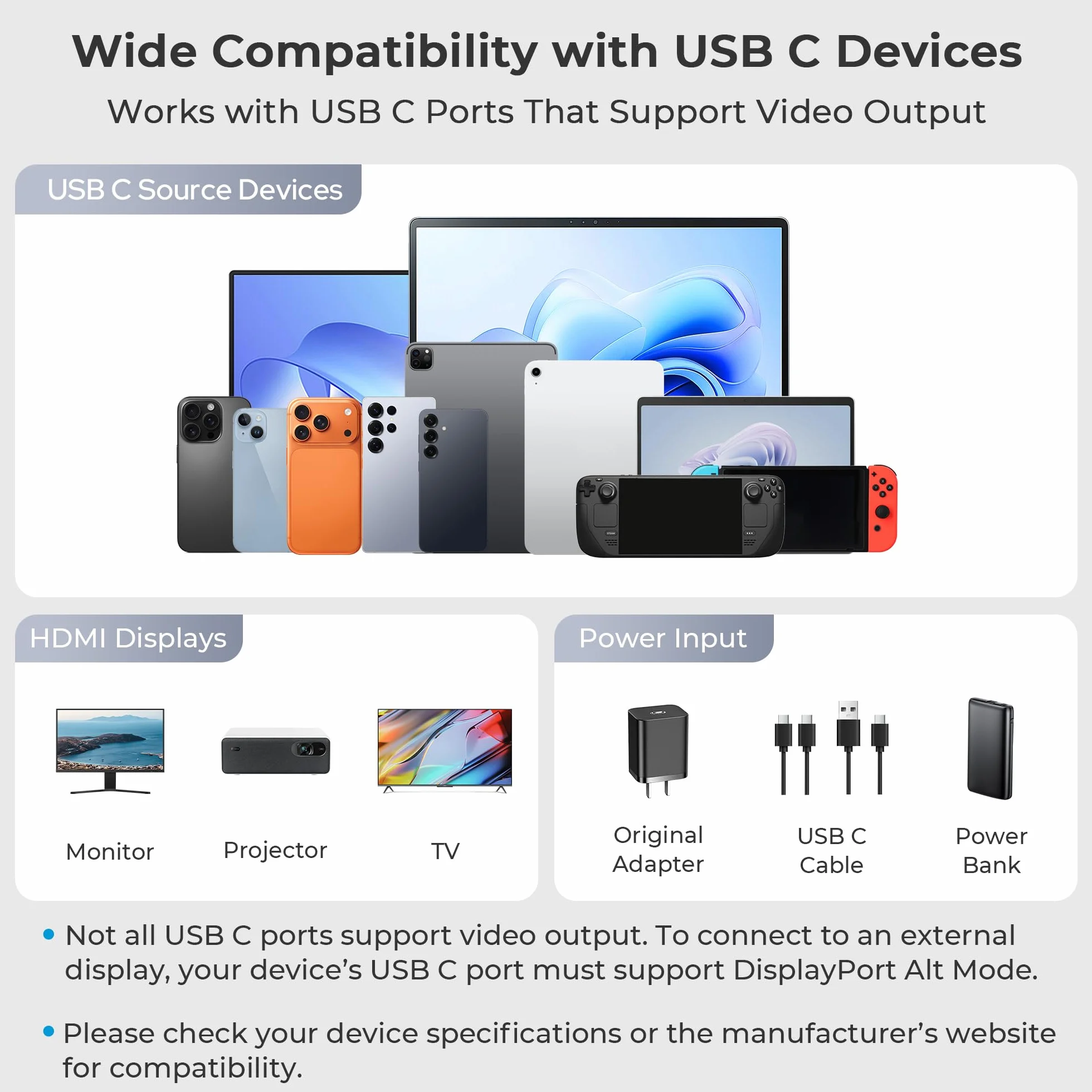 Basesailor Adaptateur USB C vers HDMI,2-en-1 Type C vers HDMI 4K@30Hz avec charge PD 100W femelle pour iPhone 17/16/15 Pro Max Plus,MacBook,iPad Air/Mini,Samsung S25/S24/S23,Steam Deck,Nintendo Switch