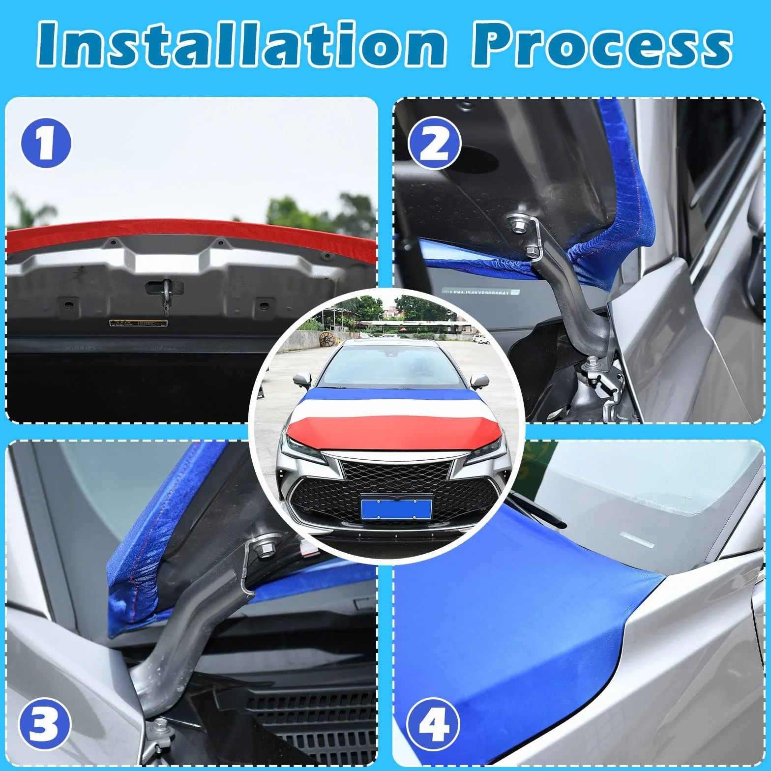 Blueshyhall Bâche de protection pour capot de voiture 120 x 150 cm élastique polyester résistant à l'usure lavable