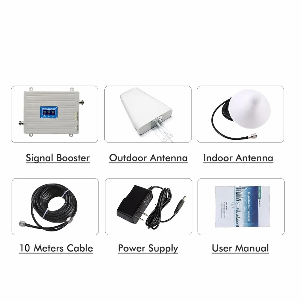 Amplificateur de Signal Tri-Bande 2G 3G 4G 5G 900 1800 2100 MHz GSM WCDMA LTE Répéteur de Signal Universel Prise UE