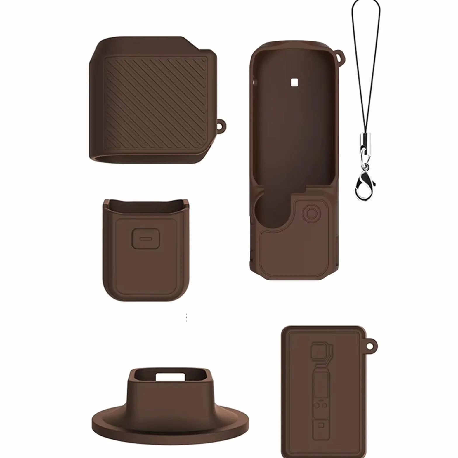 Étui en Silicone pour DJI Osmo Pocket 4, Étui de Protection avec Socle en Silicone et dragonne (Marron)