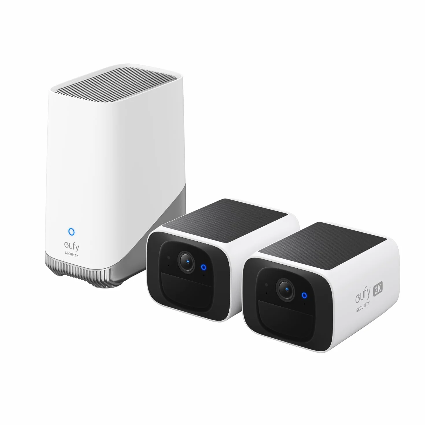 eufy Security SoloCam S220 Camera Surveillance WiFi exterieure sans Fil Solaire, 2 Pack + Homebase3, résolution 2K, Camera Solaire, Compatibile avec Alexa, Wi-FI 2.4 GHz, sans Frais Mensuels