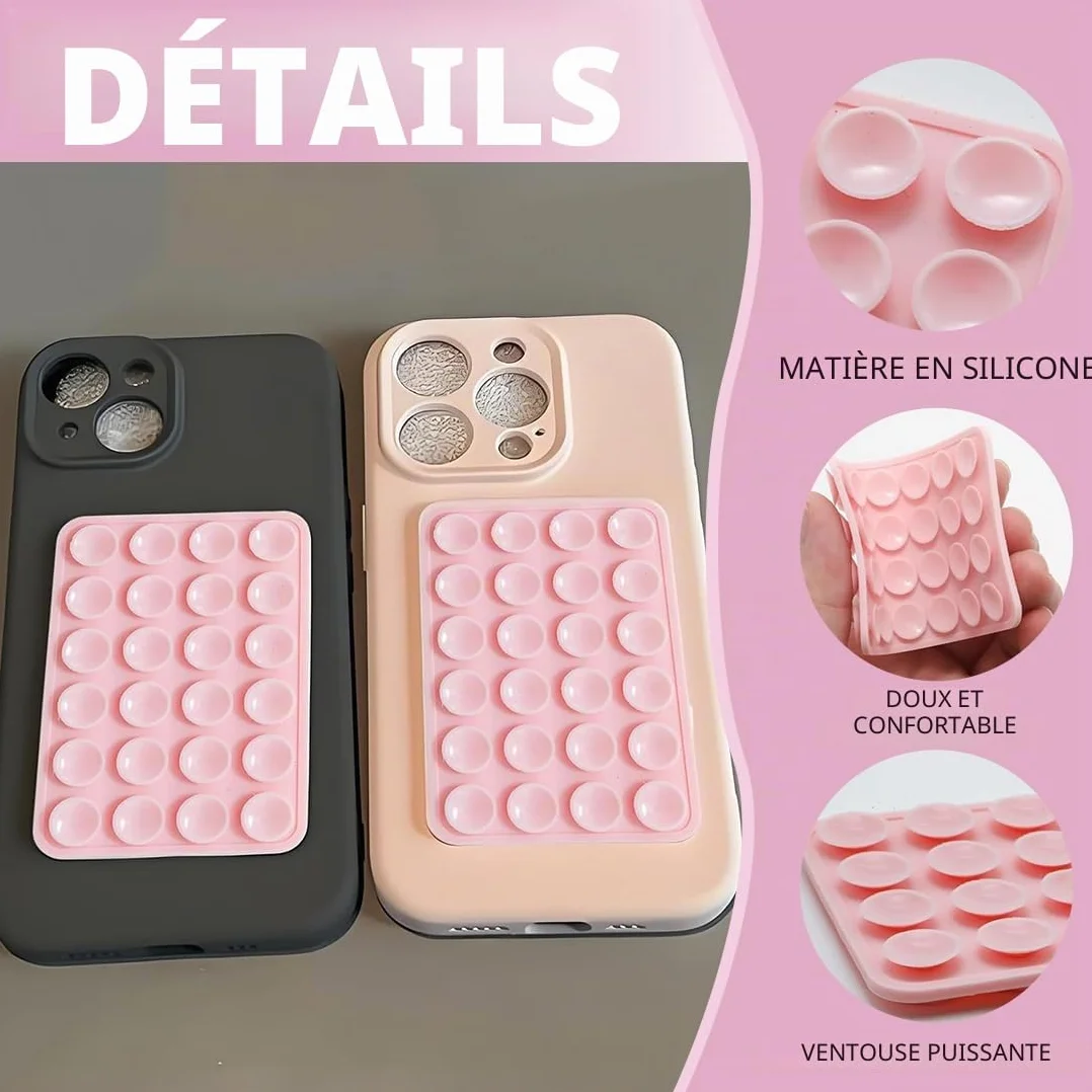 Ventouse Téléphone 2 Pièces En Silicone, Support Mains Libres 8Cm X 5.5Cm Pour Miroir Et Douche