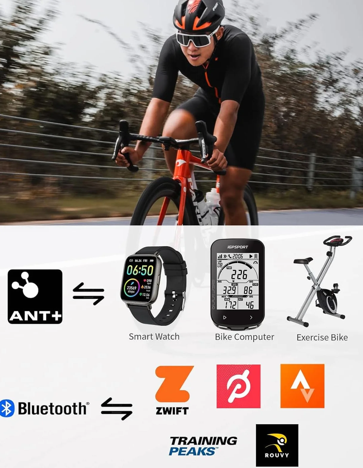 iGPSPORT CAD70 Capteur de Cadence SPD70 Capteur de Vitesse Étanche IPX7 BLE5.0 Ant+ 300 Heures Vélo
