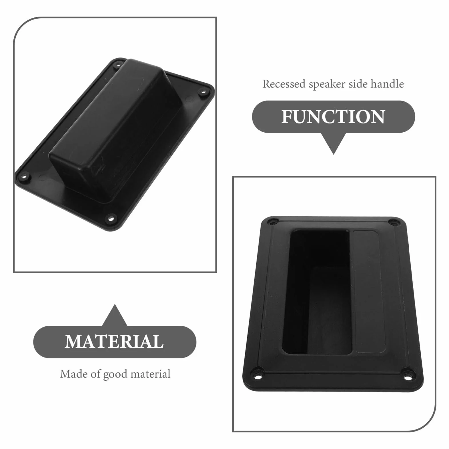 Holibanna Poignée de Haut-Parleur Encastrable Noire en Plastique, Facile à Installer, Lot de 4 Pièces, Accessoire Audio Décoratif pour Équipement de Scène Classique