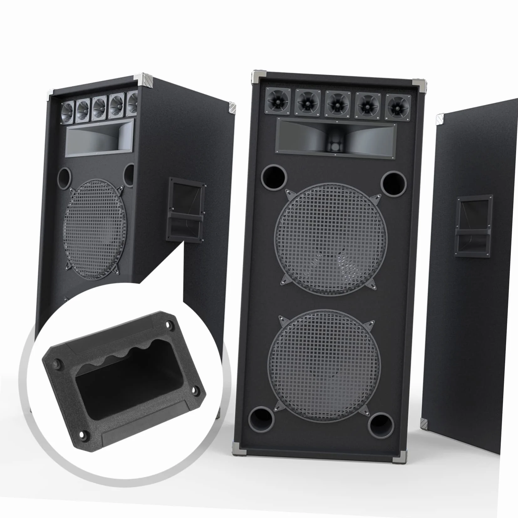 Mikikit Poignées de Remplacement Facile à Installer ou Haut-Parleur en ABS Noir pour Fixation Sécurisée Lot de 8 et Boîtier D'instrument sur Enceinte Amplificateur