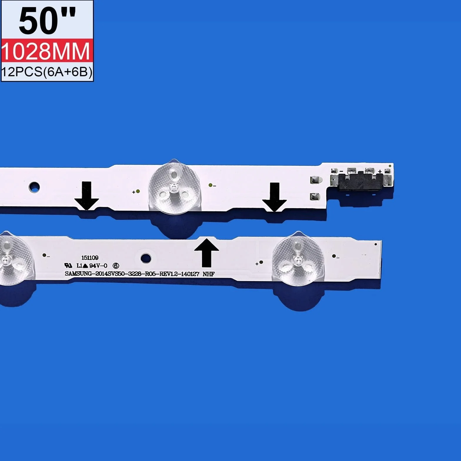 Bande de rétro-éclairage LED, 12 Lampes adaptées for Samsung TV 50 Pouces D4GE-500DCA-R2 D4GE-500DCB-R2 UE50H6350 UN50J5500AF UE50H6200 UE50H5000 UE50H5030