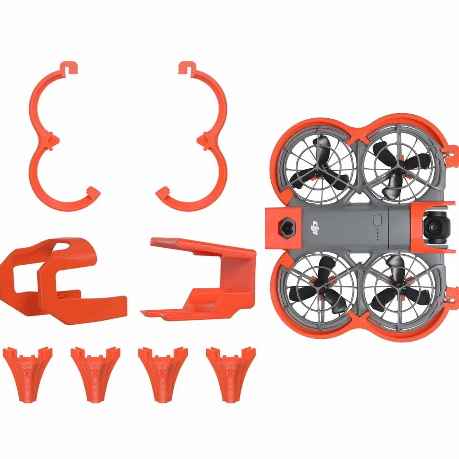 3en1 Protection Kit pour DJI Neo 2 Protection d'hélices+Train d'atterrissage+Transceiver Protecteur, Protection Anti-Collision Protecteur des hélices Drone Accessoires pour DJI Neo 2 (Orange)
