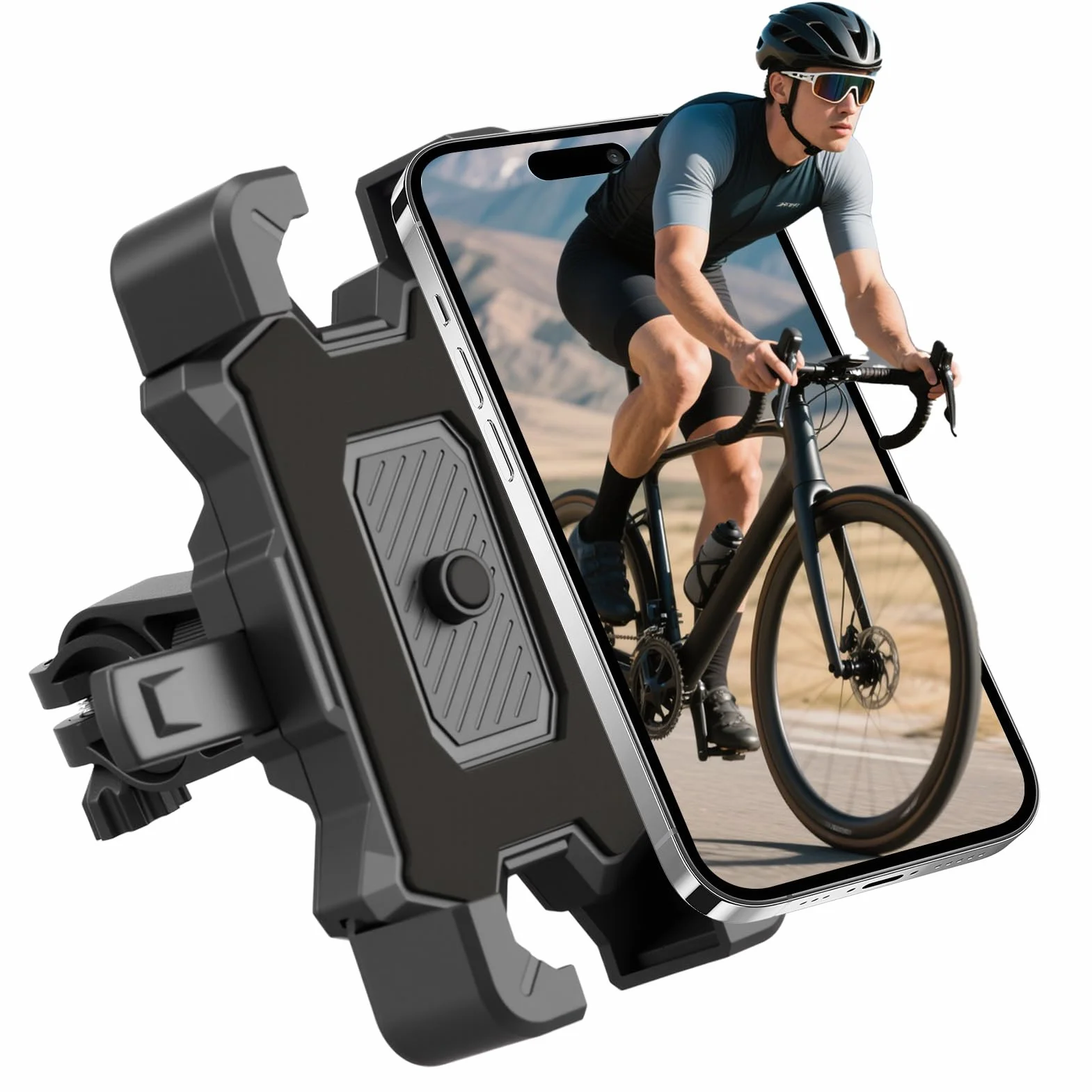 Support Téléphone Vélo Moto, Support Telephone Porte Telephone Velo Guidon Universel pour Trotinette Electrique Scooter VTT avec 360° Rotation pour iPhone 17 16 15 14 13 5,5"-7,9" Smartphones GPS