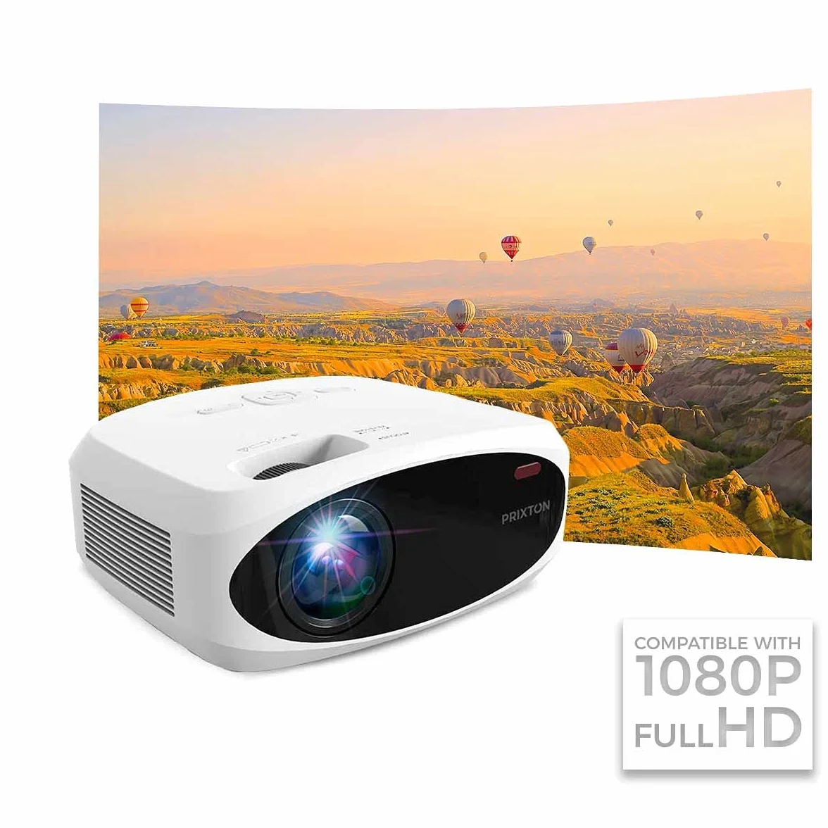 PRIXTON Vidéoprojecteur Portable Picasso WiFi 9000 Lumen 260 ANSI Full HD 4K Écran 100" Télécommande HDMI USB MicroSD