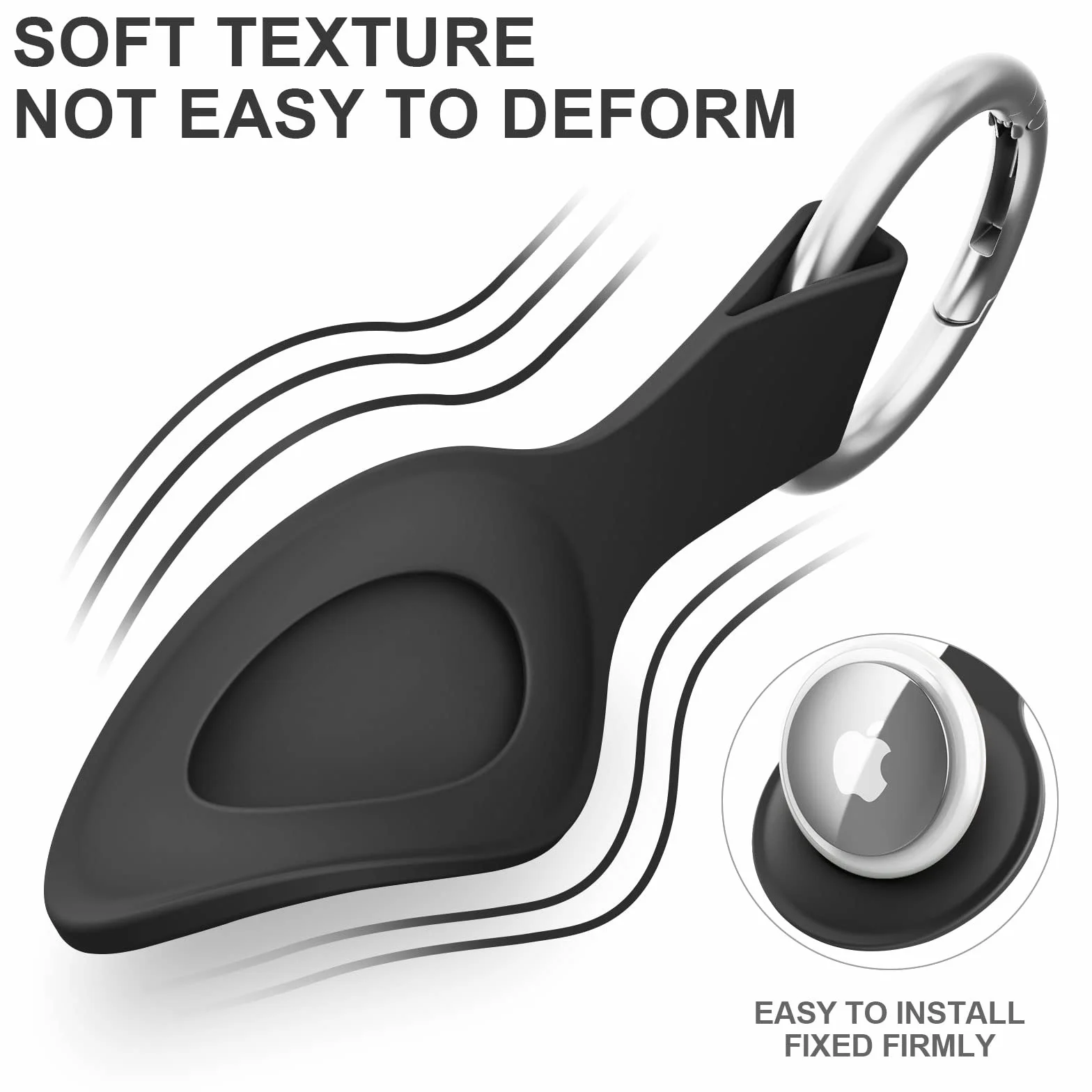 Oumida Coque AirTag Porte Clés pour Apple Airtag, Étuis en Silicone pour Apple Airtag avec Porte Clés, Mini Coque de Protection pour Apple AirTag Tracker pour Sacs à Dos
