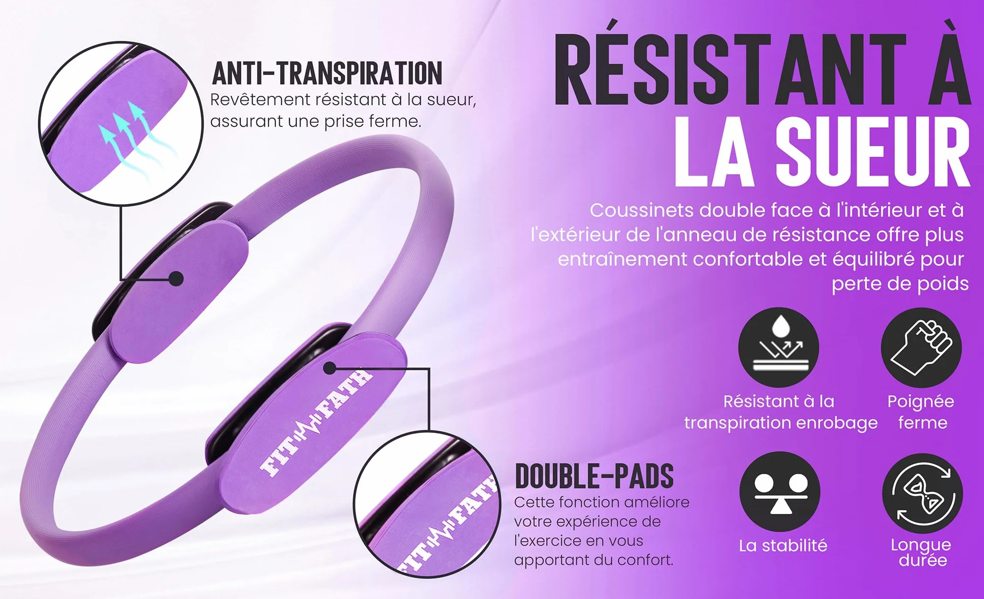Anneau Pilates Cercle Accessoire Yoga Bande Résistance Fitness Sport Musculation Santé