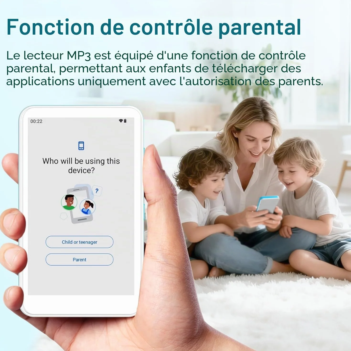 SWOFY D08 Lecteur MP3 Android 13 160 Go Bluetooth WiFi écran tactile 4 pouces compatible Spotify Audible Play Store radio FM extensible 1 To