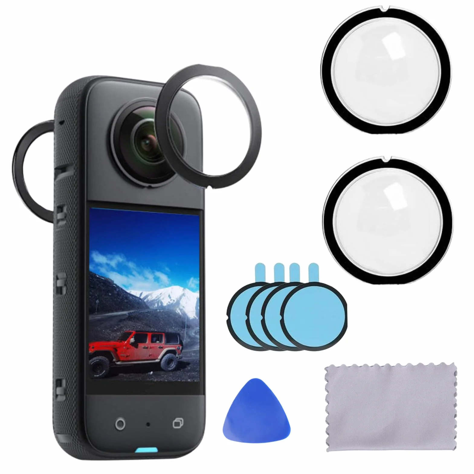 Protecteurs de Lentille Panoramique pour Insta360 X3, Protège Objectif en PC Double, Lentilles de Protection Insta 360 X3 Accessoires, Anti-Rayures et Anti-Poussière, Facile à Installer