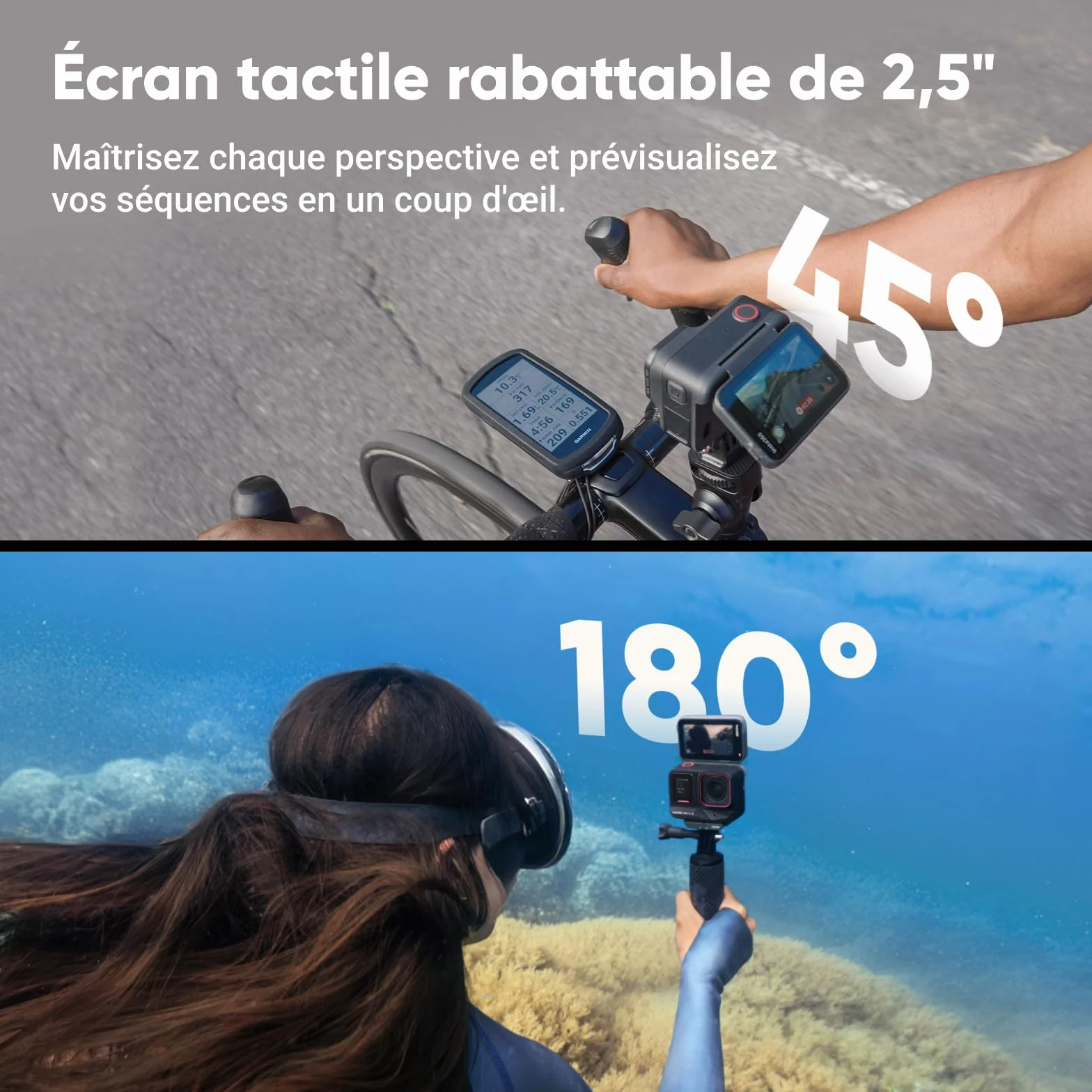 Insta360 Ace Pro 2 Pack Double Batterie Caméra d'action 8K Objectif Leica capteur 1/1,3" HDR 4K écran Rabattable Audio Pro étanche