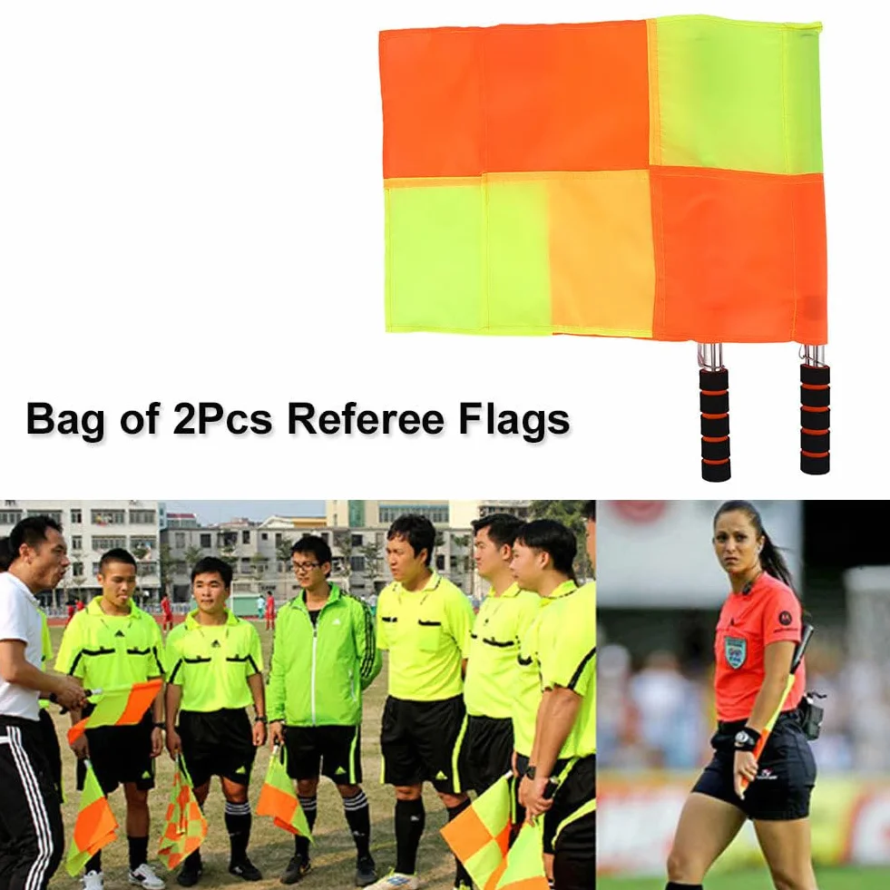 Lot de 2 drapeaux d'arbitre avec sac de rangement football hockey
