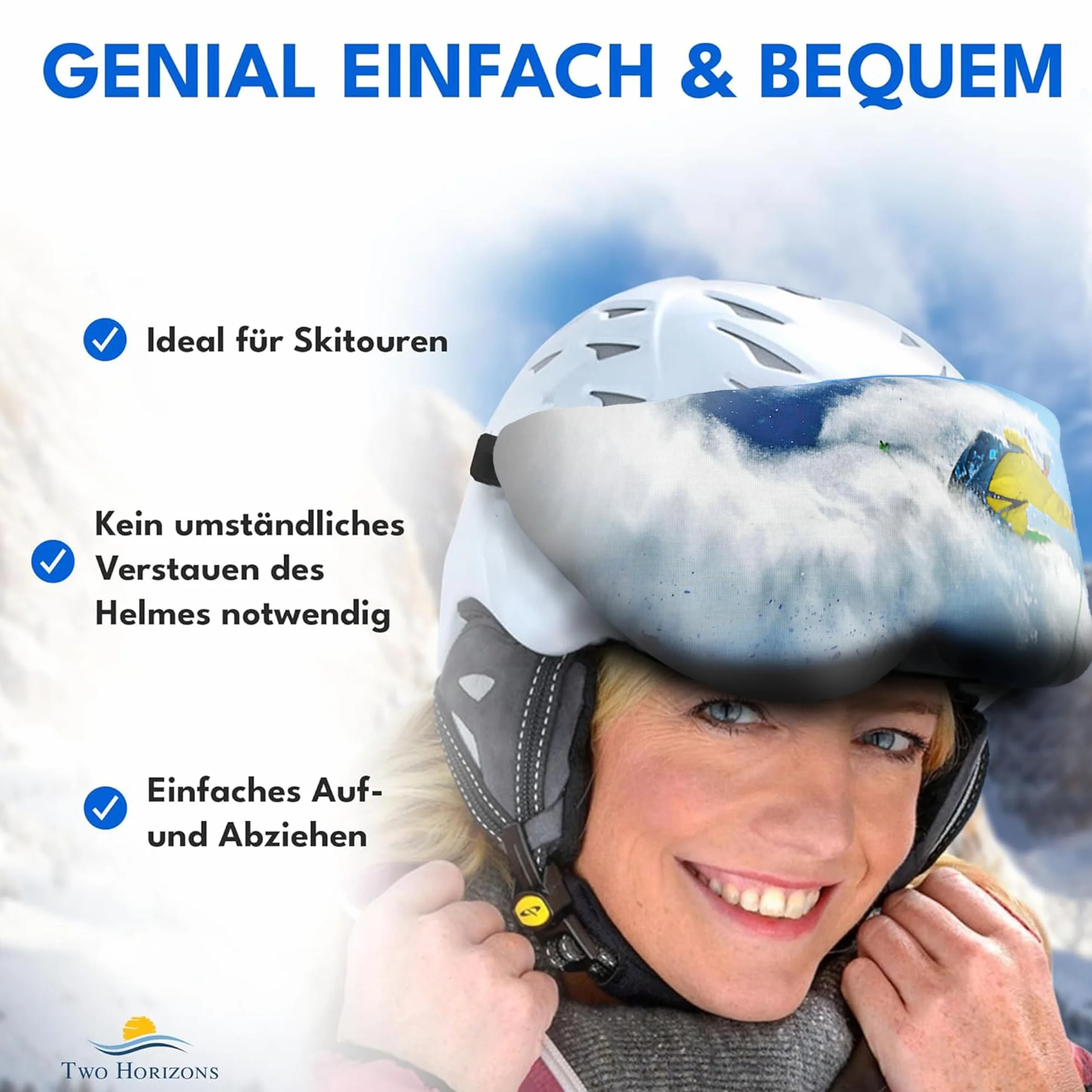 Protection de visière pour casque de ski Two Horizons avec chiffon microfibre - Style sourire