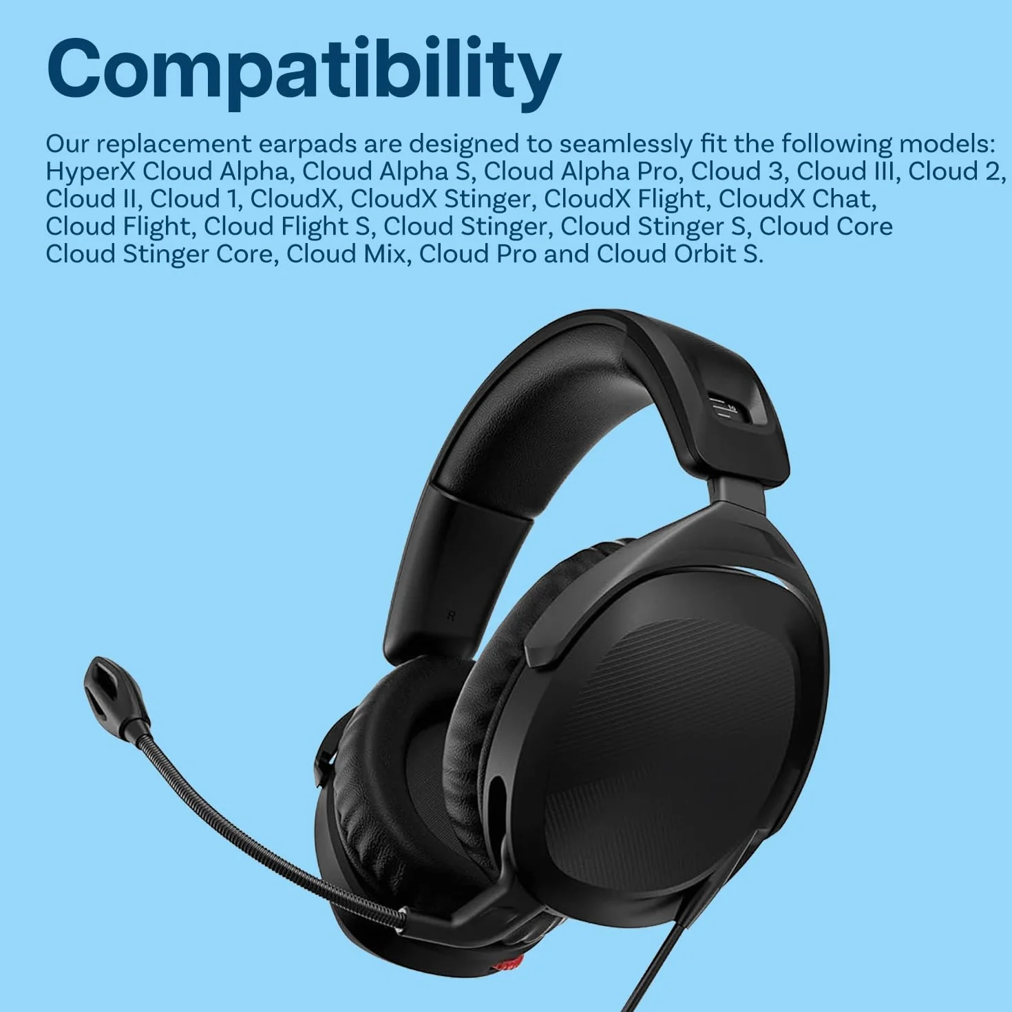 MMOBIEL Remplacement Coussinets d'oreille pour HyperX Cloud Stinger/Cloud Flight/CloudX/Cloud II/Cloud III/Cloud Alpha/Cloud Core/Mix Casque - Memory Foam et Protein PU Noir
