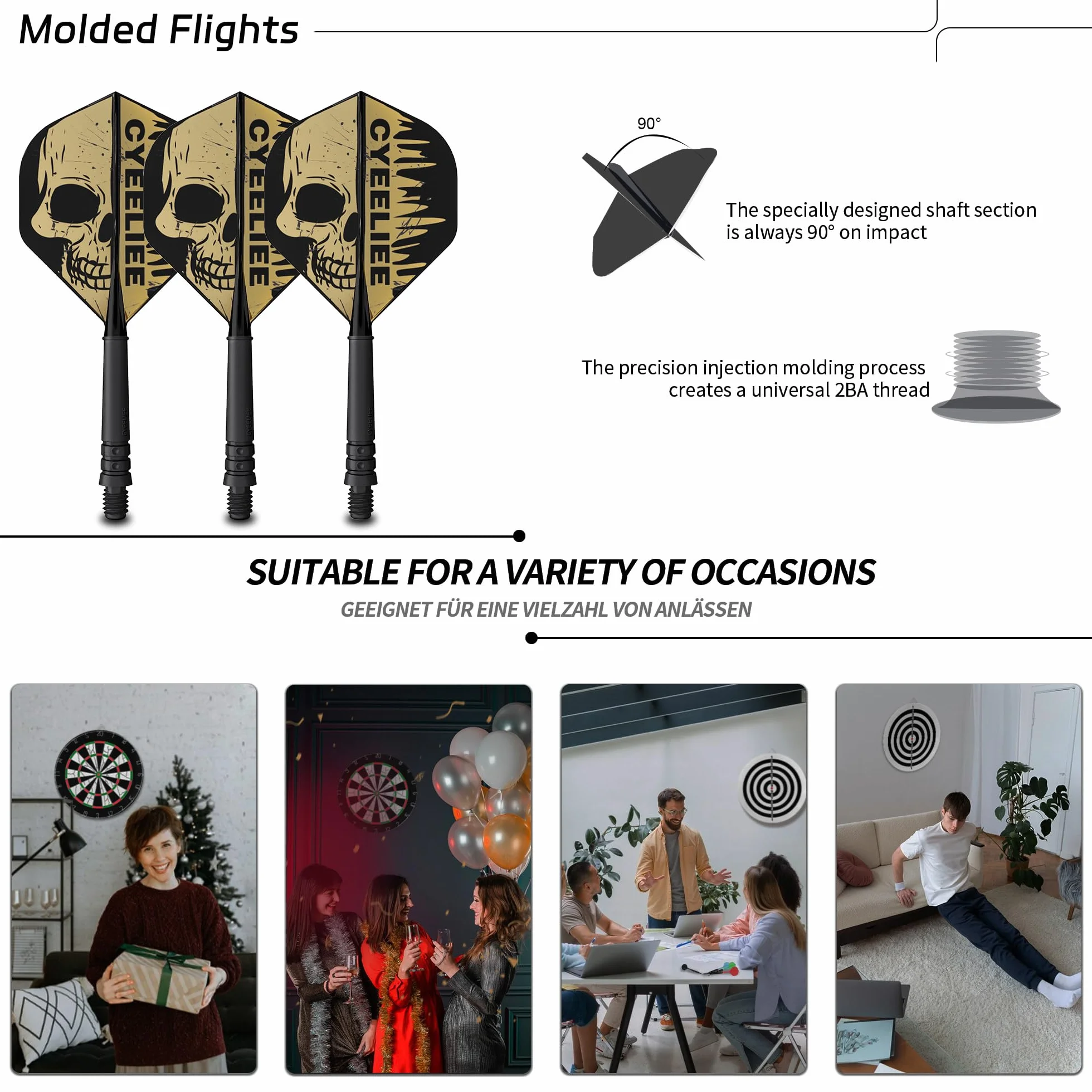 CyeeLife Fléchettes Soft-Darts 16g 3 pièces avec Pointe Plastique, Flights et Tiges, Sac de Transport