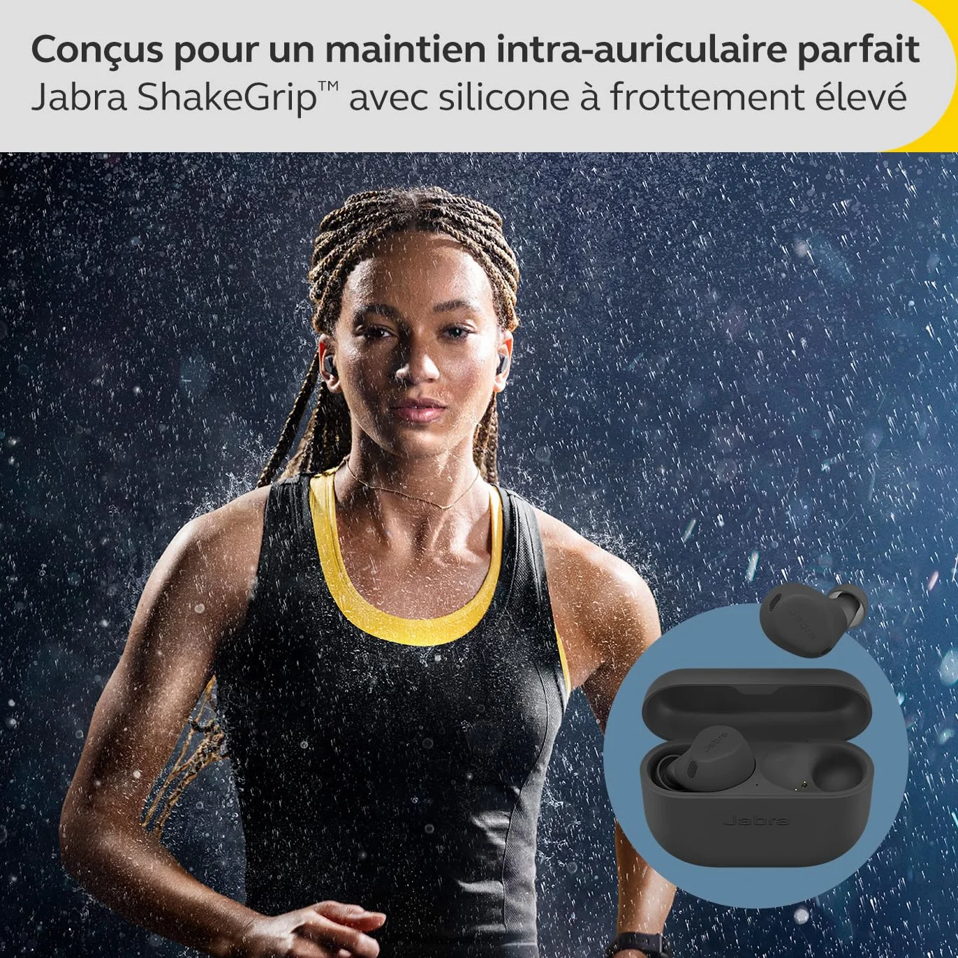 Jabra Elite 8 Active - Écouteurs sans Fil Bluetooth Intra-Auriculaires - Réduction de Bruit Hybride adaptative - 6 Microphones intégrés, résistants à l'eau et à la Transpiration - Gris foncé