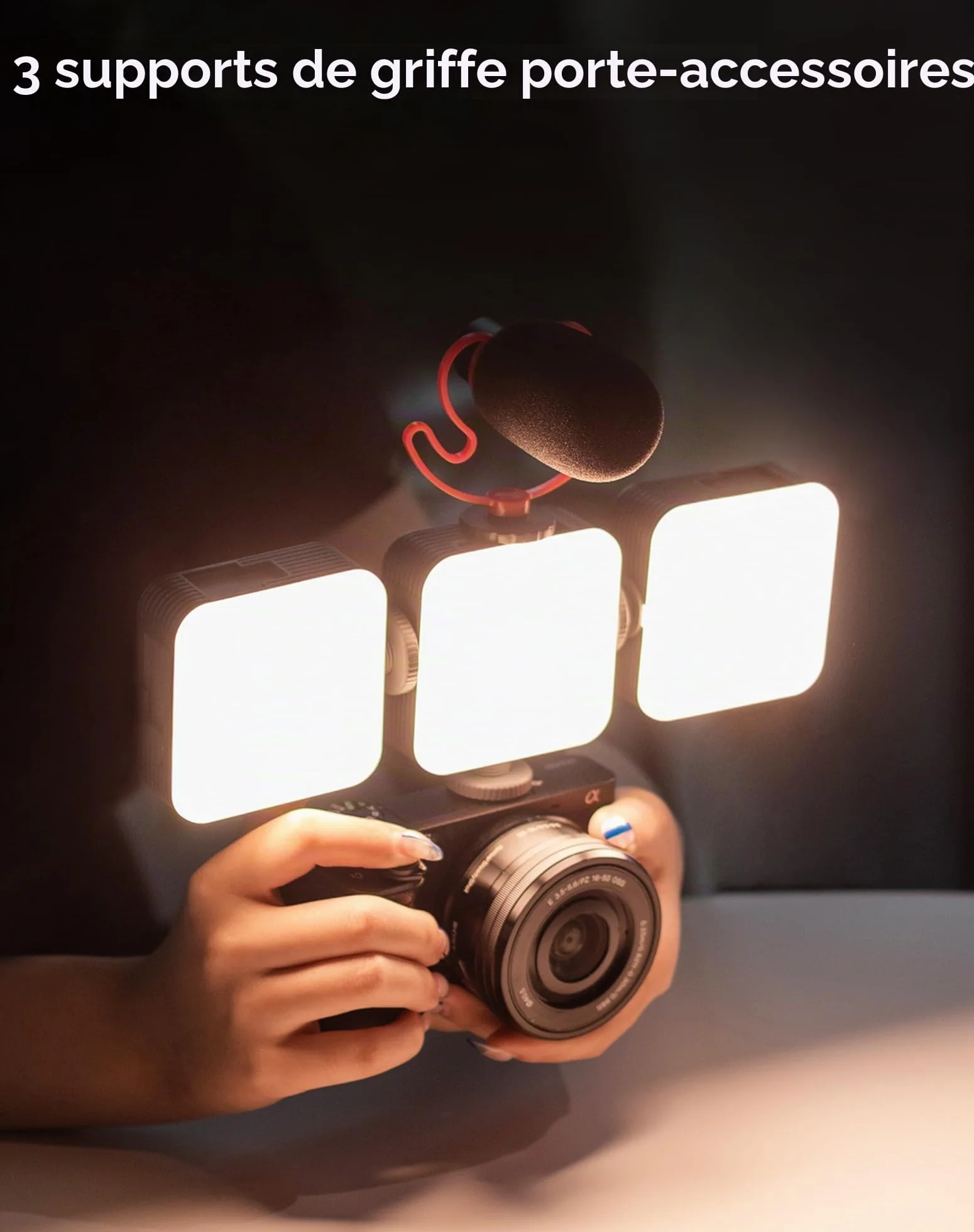 SMALLRIG P96 Lampe Vidéo LED, Lumières LED pour Camera Portable, 96 Perles LED pour Éclairage de Vidéographie Photographique, Panneau Rechargeable 2200mAh CRI95 + 2700-6500K avec 3 Cold Shoe - 3286B