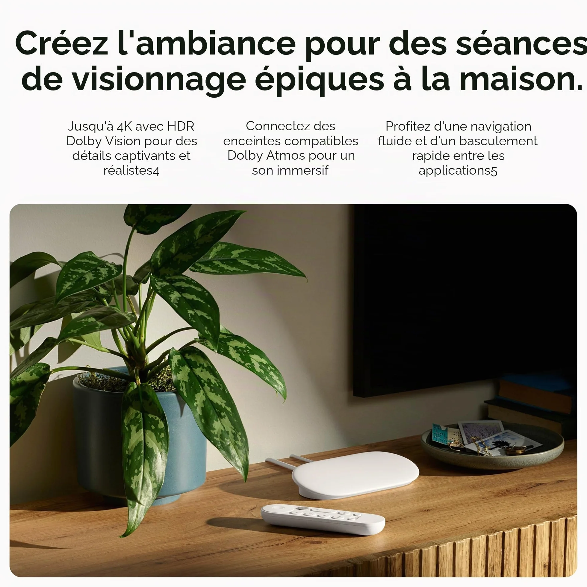 Google Streamer TV 4K - Diffusion Rapide de Divertissement sur Votre téléviseur avec télécommande de Recherche vocale - Regardez des Films, des émissions, des émissions en Direct et Netflix en 4K HDR