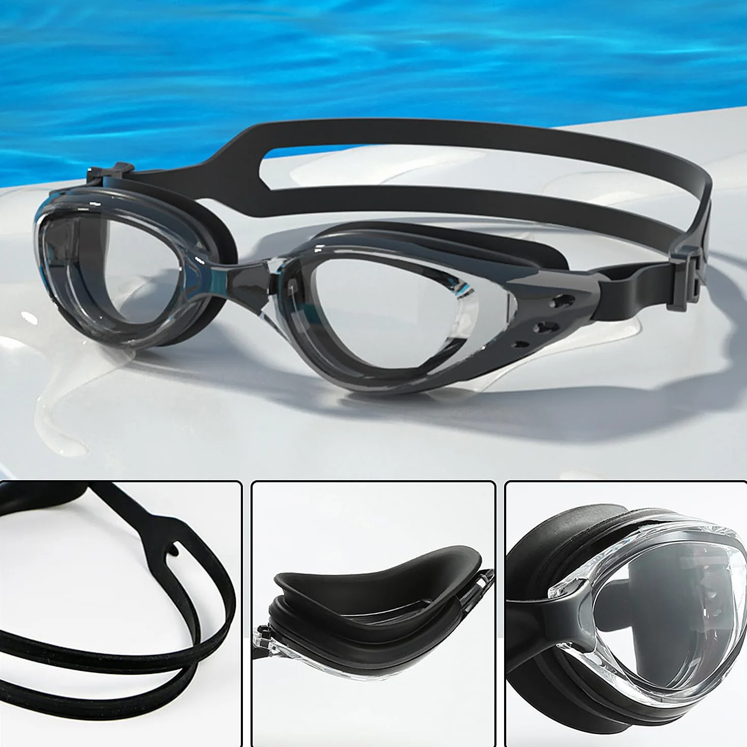 Elastique de Nage 4m avec Lunettes, Ceinture de Natation Réglable