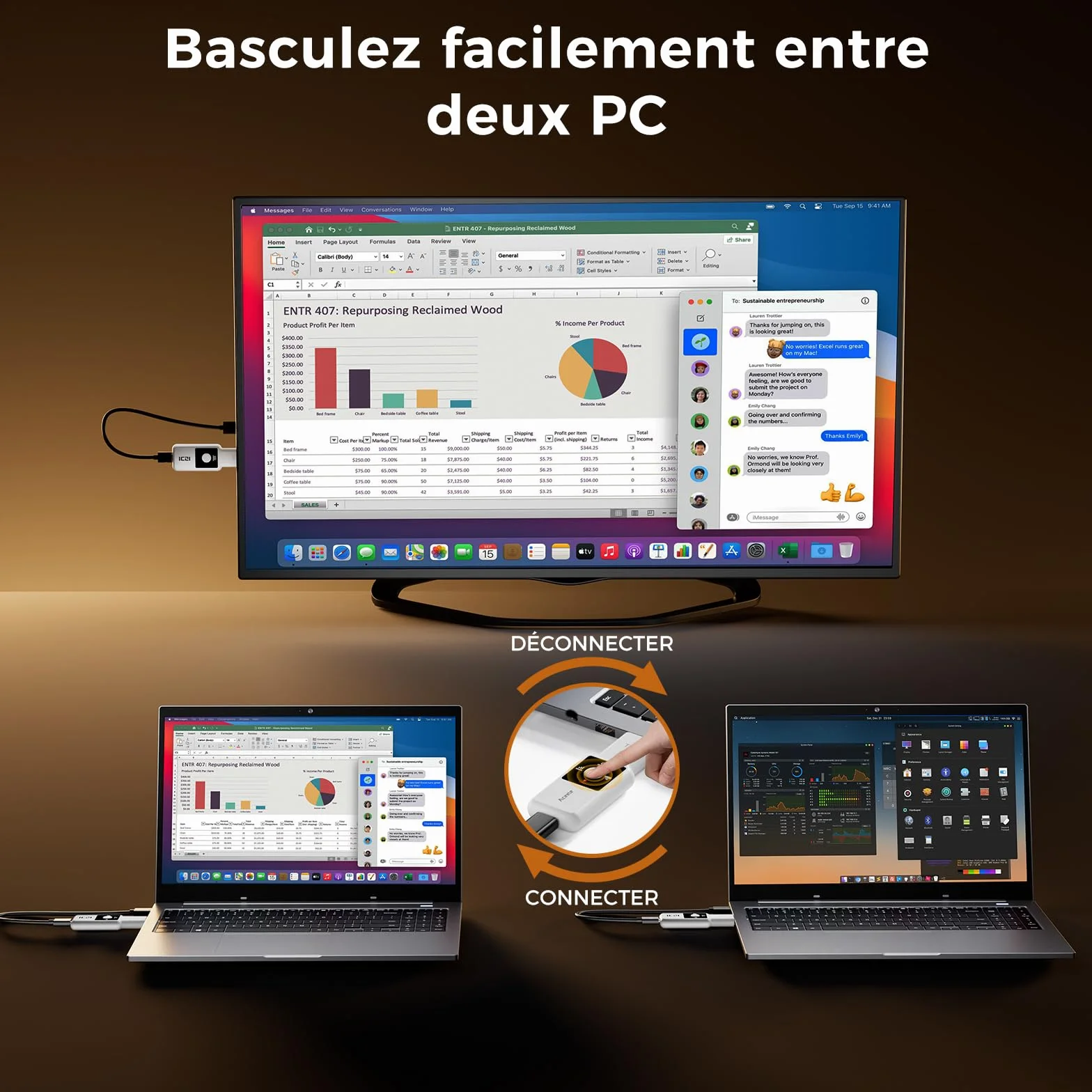 ICZI HDMI sans Fil 1080P 60Hz 50M 2,4G/5G Kit Émetteur et Récepteur pour PC TV HD Projecteur Blanc