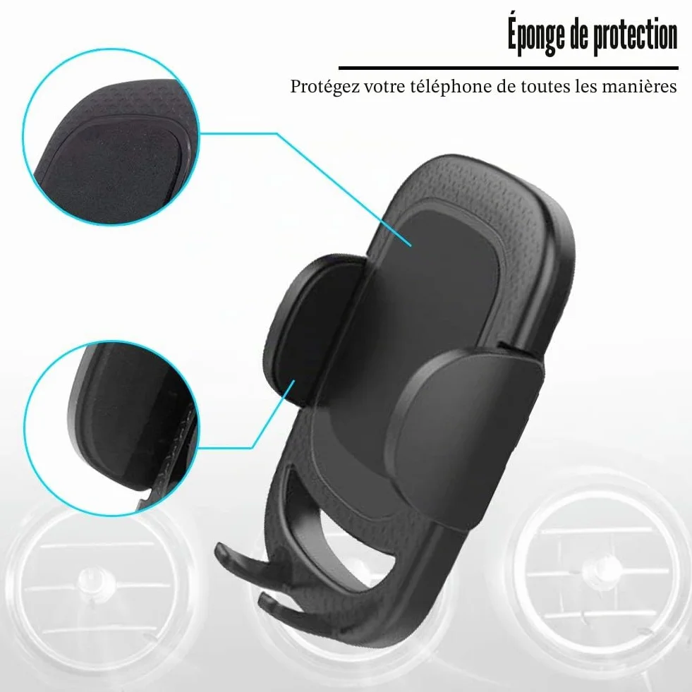 Support Téléphone de Voiture Ronde, Porte Telephone Ronde Voiture à Grille d'aération Facile Installer Stable Rotation 360°