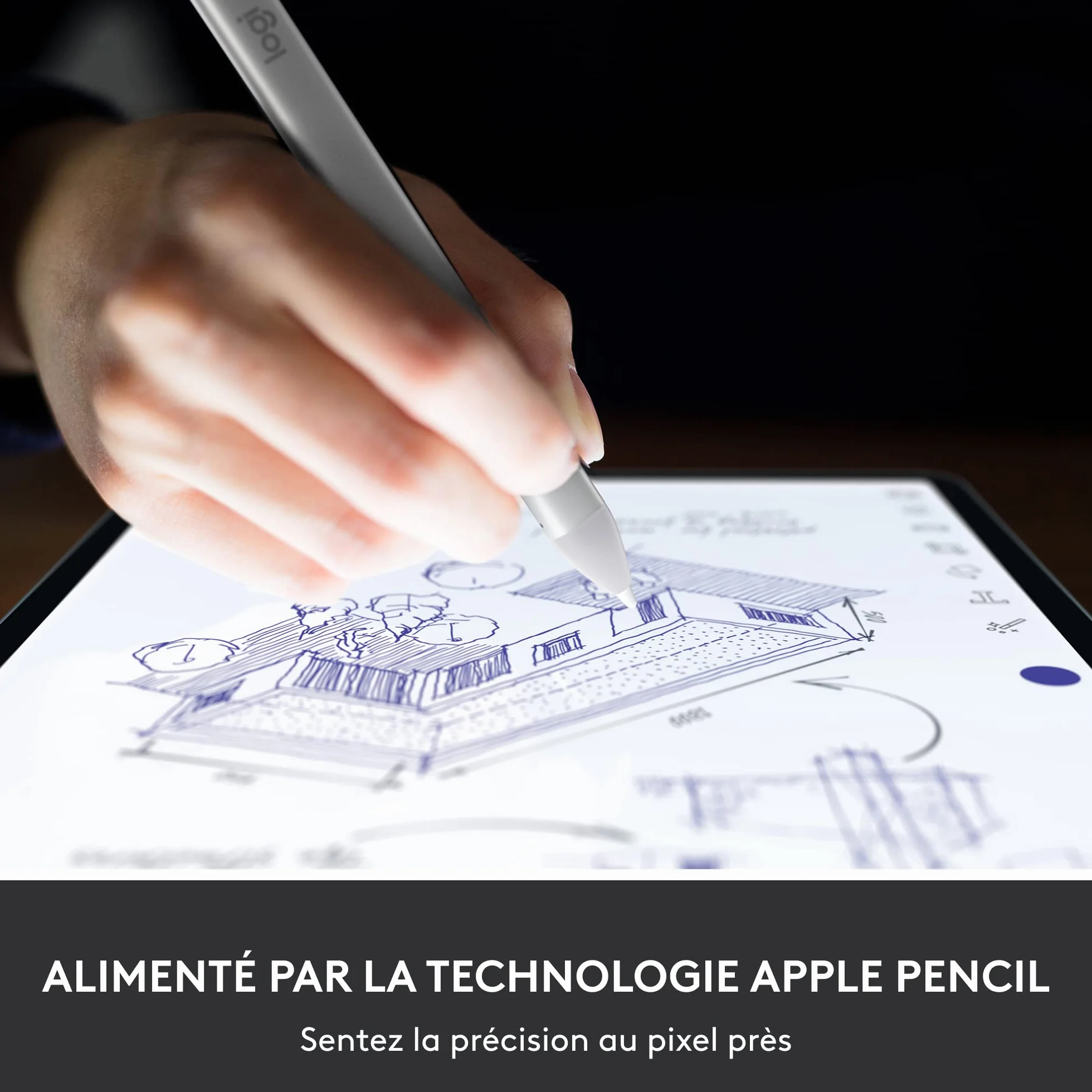 Logitech Crayon Stylet numérique pour iPad 2018 et ultérieures avec Technologie Apple Pencil - Argent/Orange