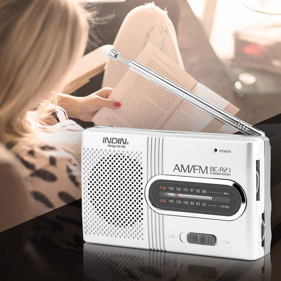 Radio AM FM Portable - Mini Radio avec Antenne Télescopique et Prise Casque, Haut-parleurs Stéréo Récepteur Lecteur de Musique